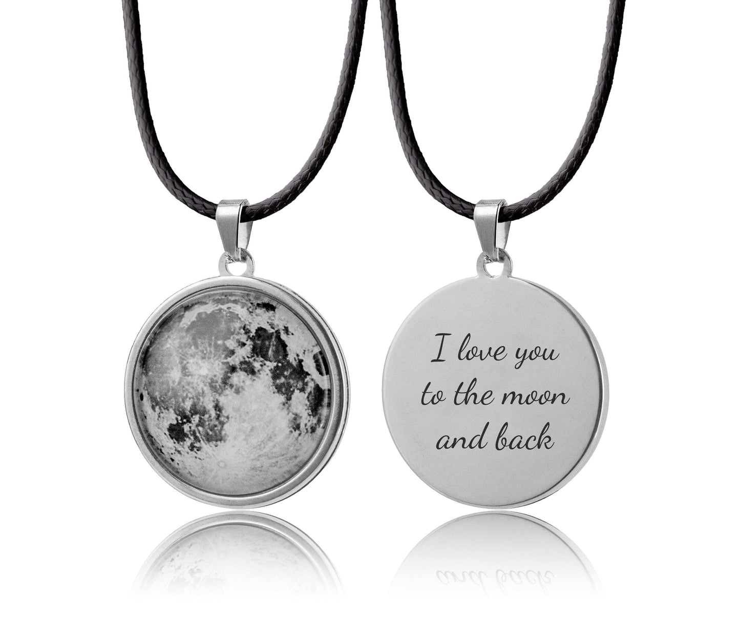 Custom Text And Moon Phase Necklace For Men, Personalized Pendant With Cord, Birthday Gift For Him, Anniversary Boyfriend Jewelry Gift, RP.1