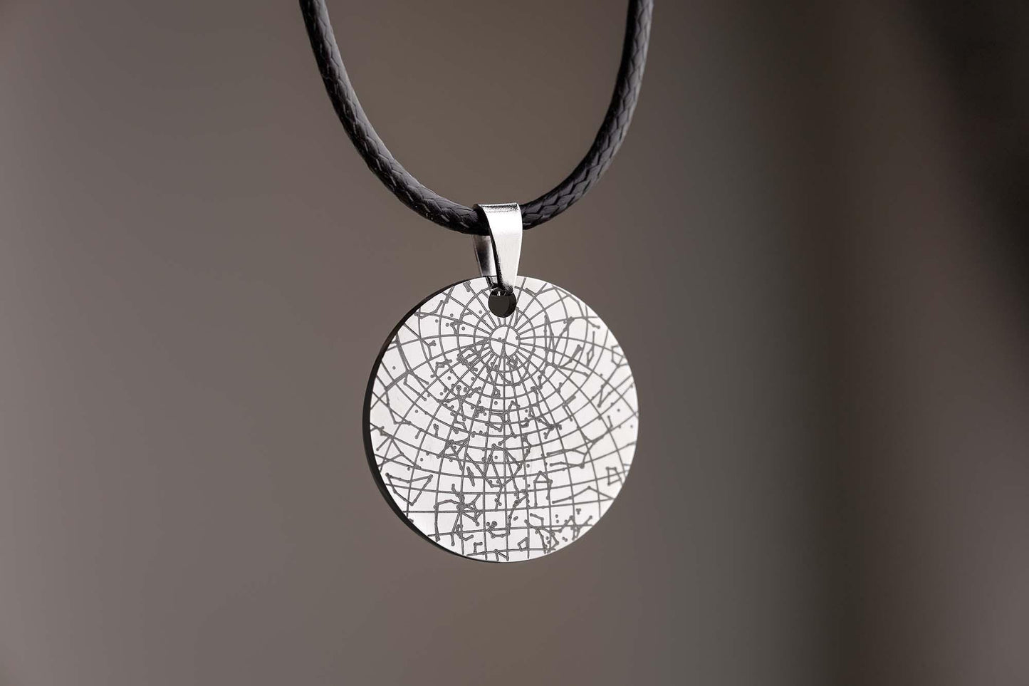 Star Map Necklace for Men, Custom Night Sky Pendant with Cord, Personalized Anniversary or Birthday Gift, Unique Star Chart Jewelry, RP.2