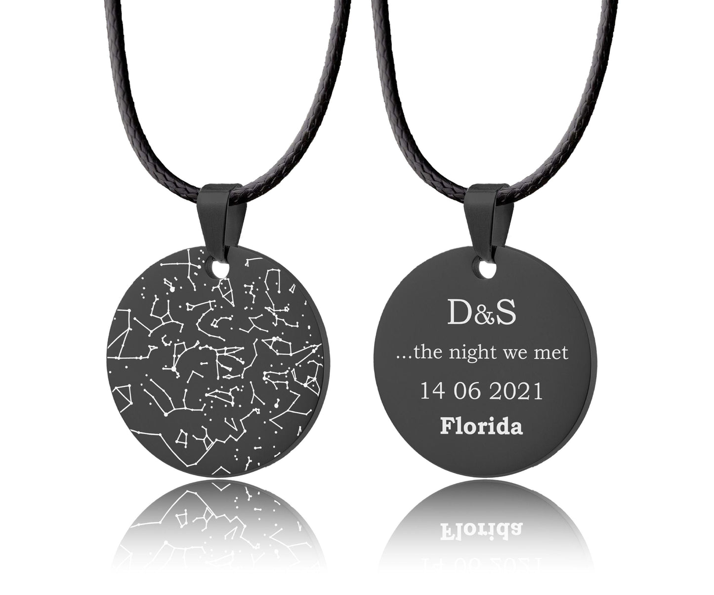 Personalized Star Map Pendant for Men, Custom Night Sky Necklace with Cord, Unique Gift for Him, Birthday or Anniversary Boyfriend Gift RP.2