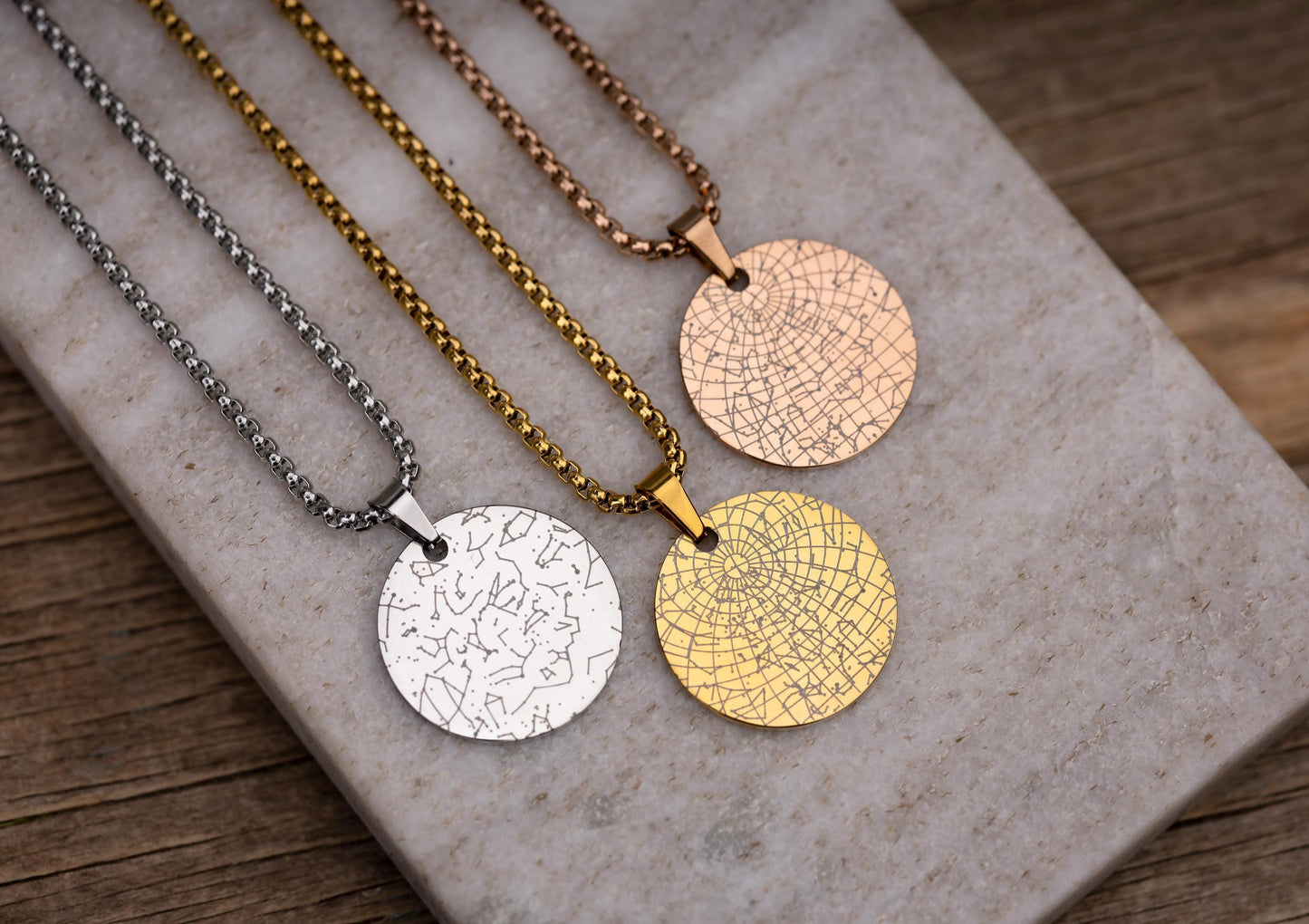 Custom Star Map By Date Necklace, Engraved Star Chart Jewelry, Personalized Night Sky Pendant, Anniversary Gift For Men, Birthday Gift, RP.2
