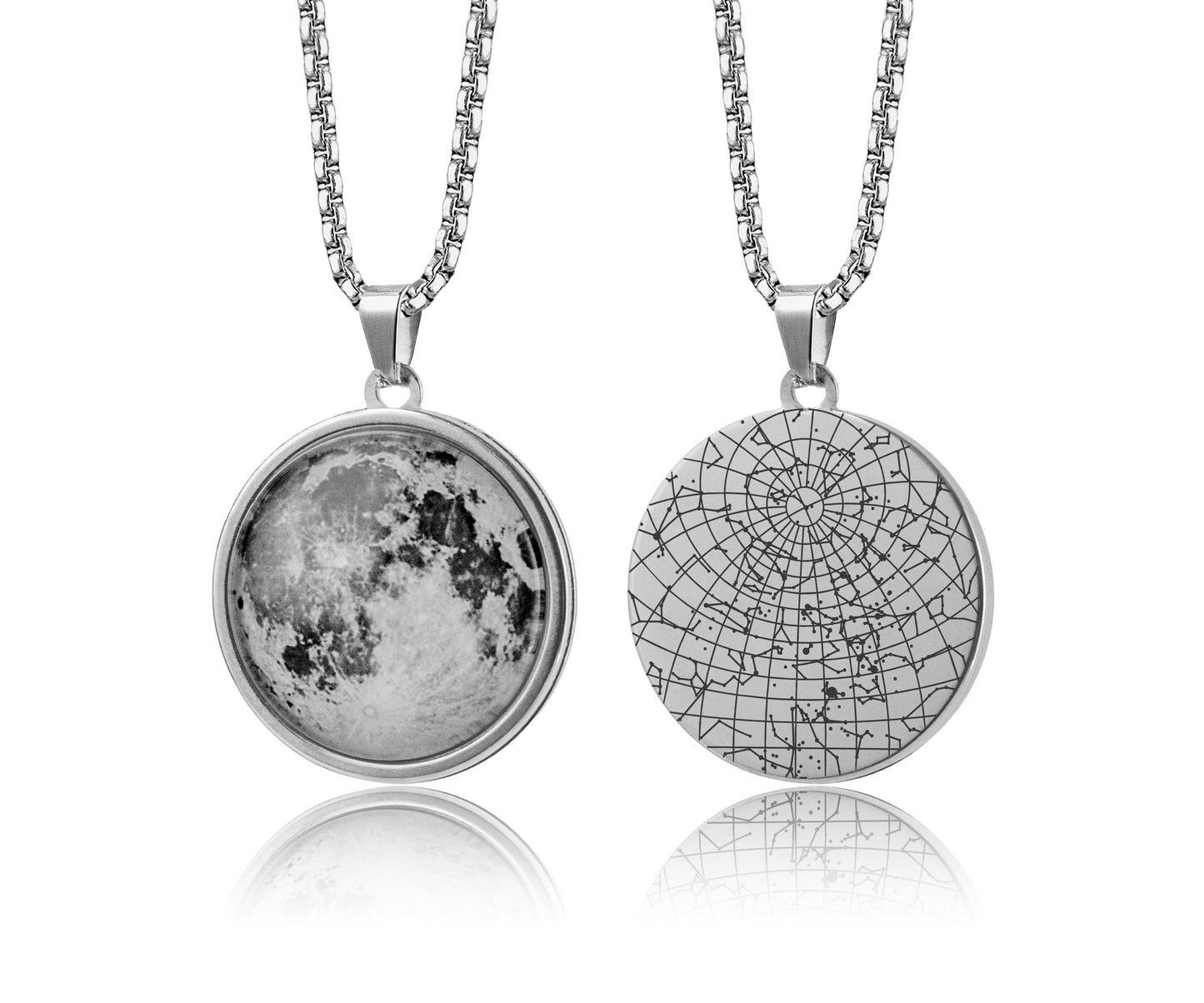 Personalized Moon Phase And Star Map By Date Necklace For Women, Custom Anniversary Gift For Her, Star Chart Girlfriend Birthday Gift, RP.1