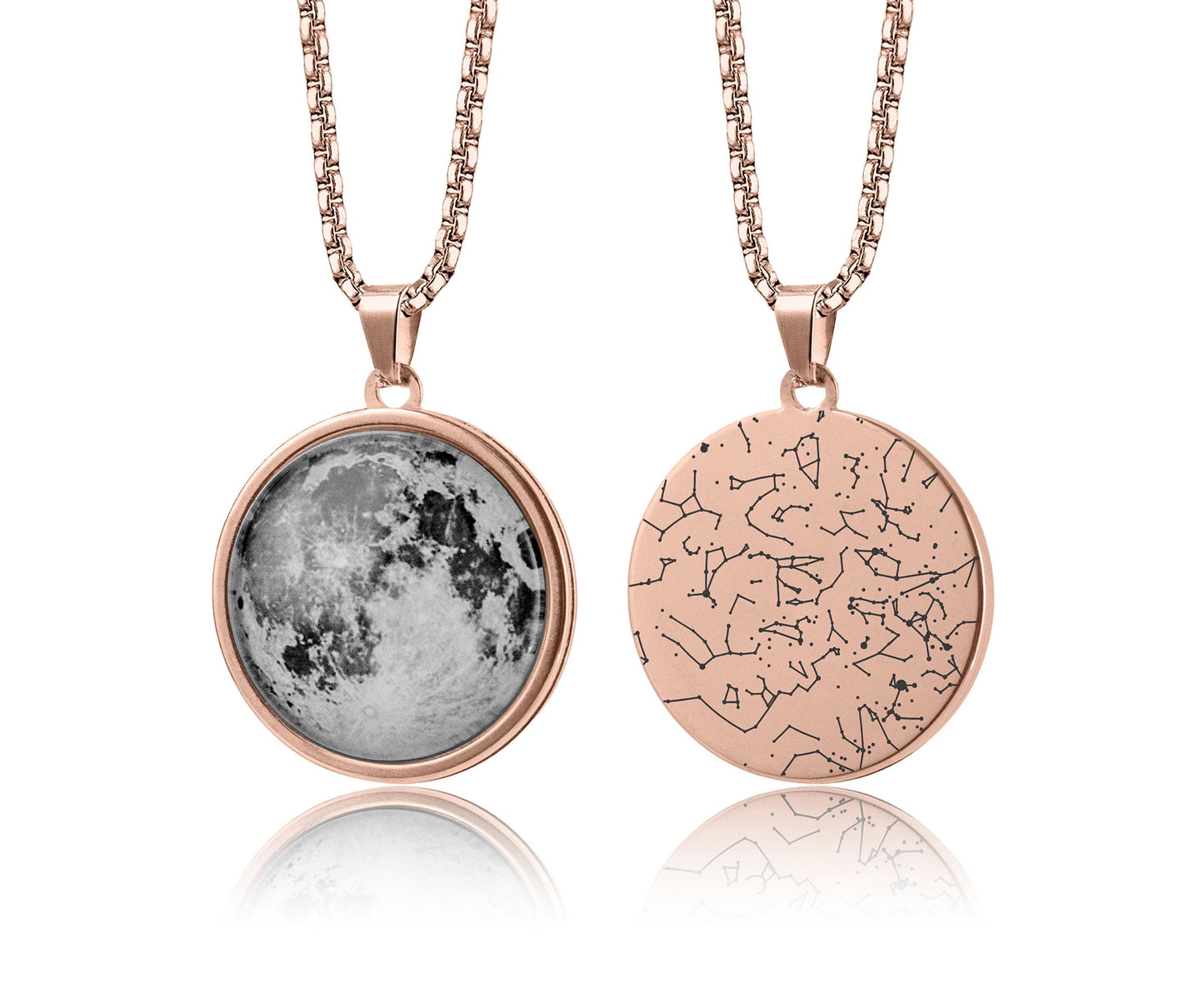 Personalized Moon Phase And Star Map By Date Necklace For Women, Custom Anniversary Gift For Her, Star Chart Girlfriend Birthday Gift, RP.1