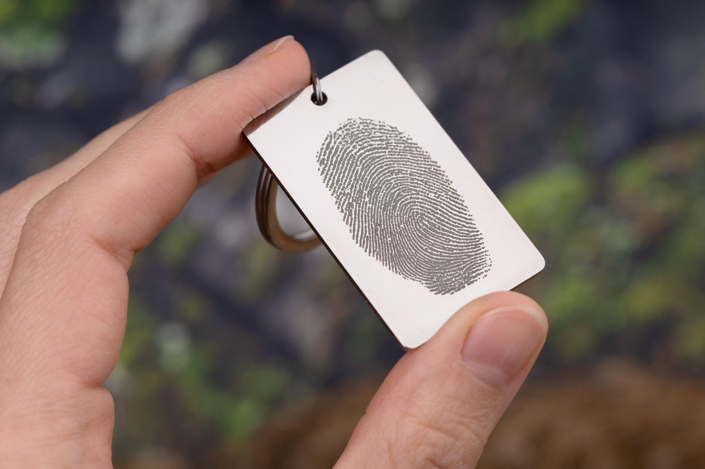 Memorial Keychain with Actual Fingerprint, Custom Grief Gift, Big Size Keyring, Loss of Father, Loss of Mother, Personalized Keepsake, C.2