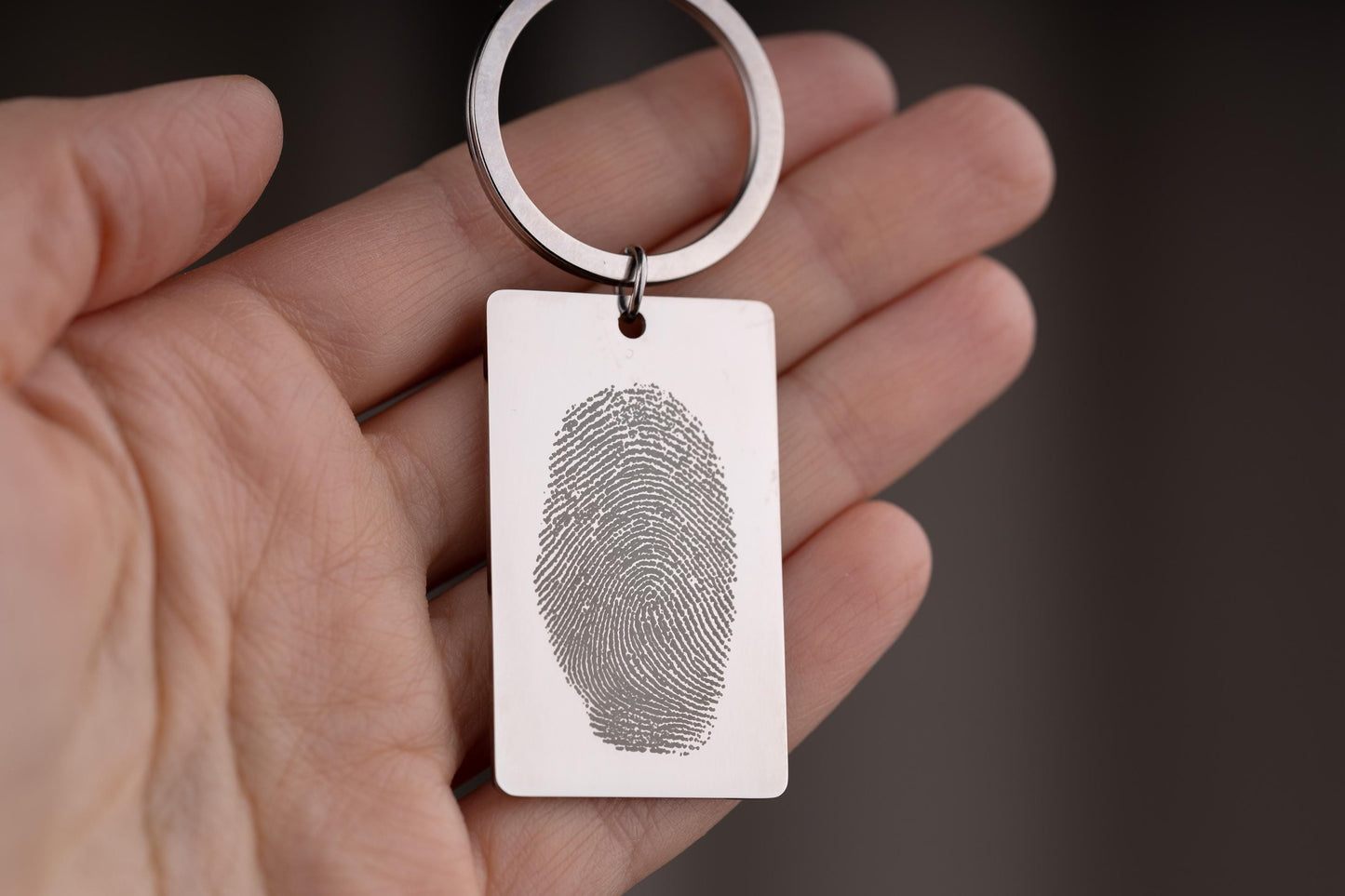 Memorial Keychain with Actual Fingerprint, Custom Grief Gift, Big Size Keyring, Loss of Father, Loss of Mother, Personalized Keepsake, C.2