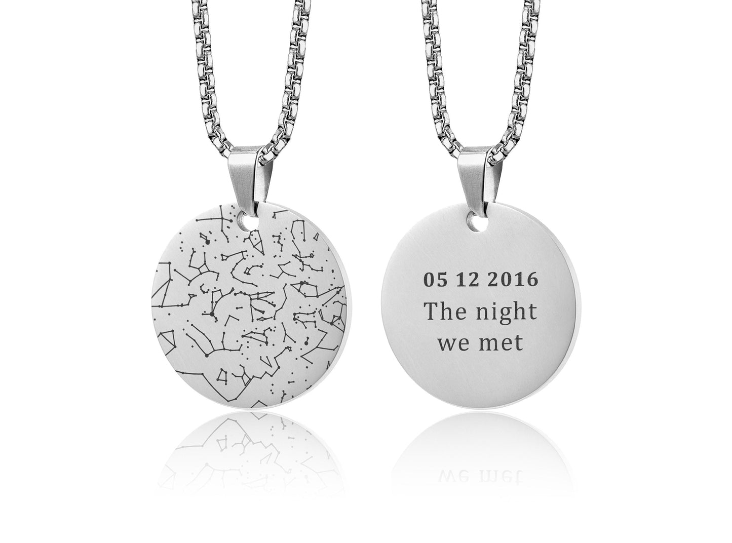 Custom Star Map By Date Necklace, Engraved Star Chart Jewelry, Personalized Night Sky Pendant, Anniversary Gift For Men, Birthday Gift, RP.2