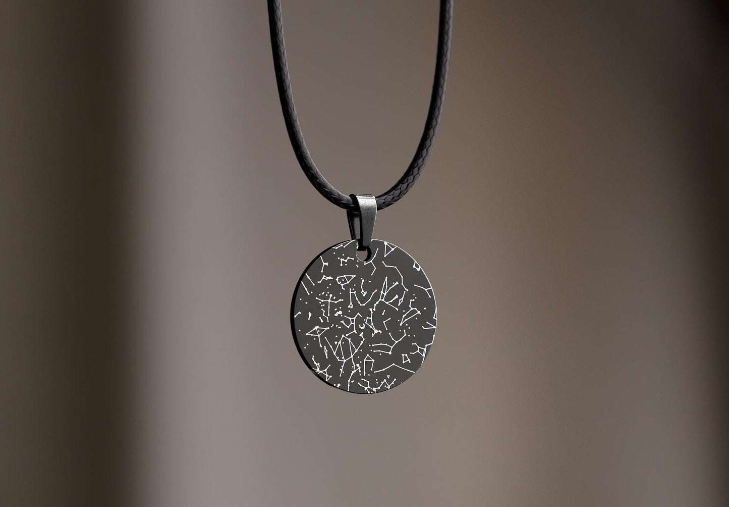 Personalized Star Map Pendant for Men, Custom Night Sky Necklace with Cord, Unique Gift for Him, Birthday or Anniversary Boyfriend Gift RP.2