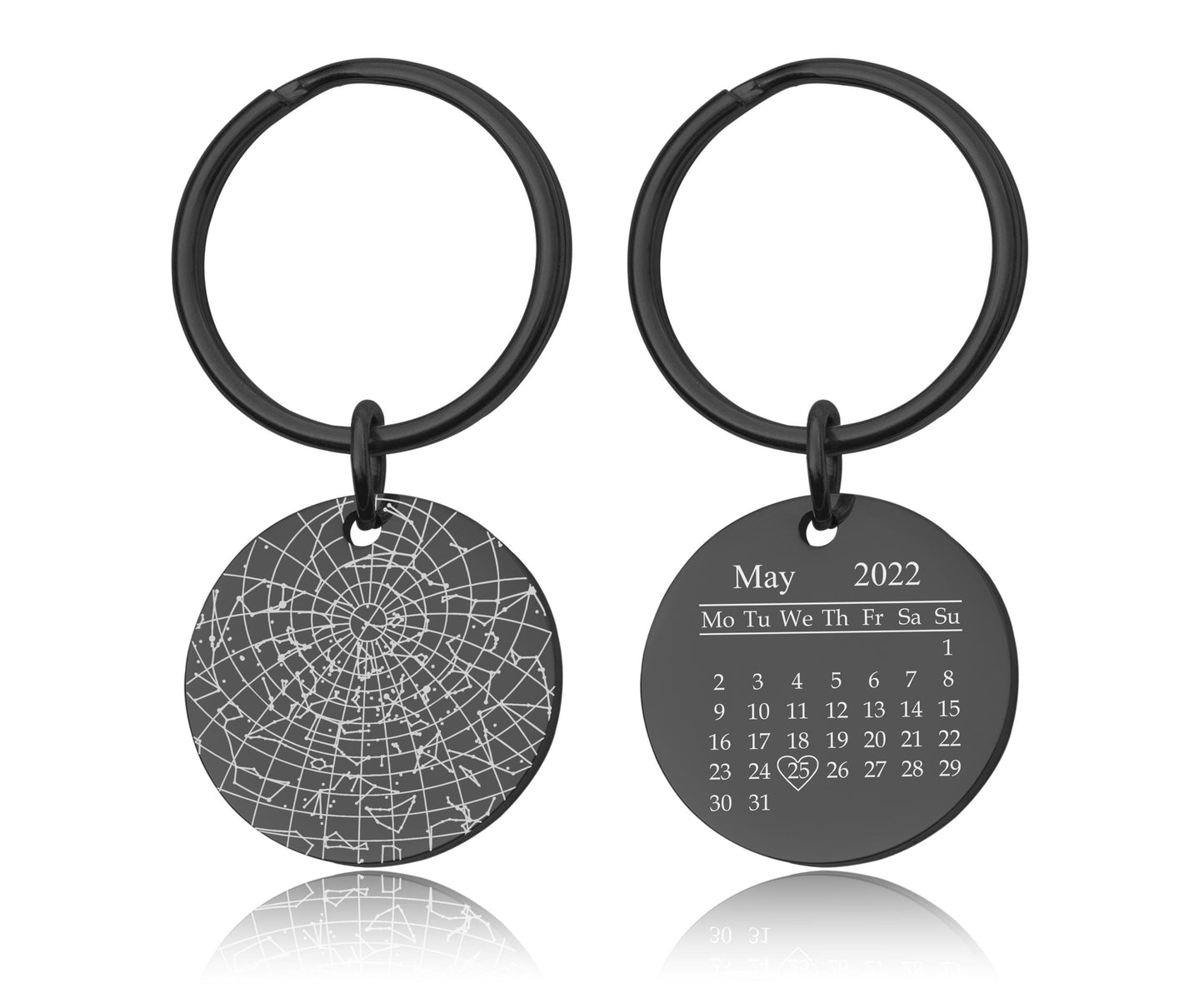 Unique Star Map By Date Keychain With Calendar, Night Sky Keyring, Personalized Star Chart Anniversary Gift For Him Men Boyfriend, C.2