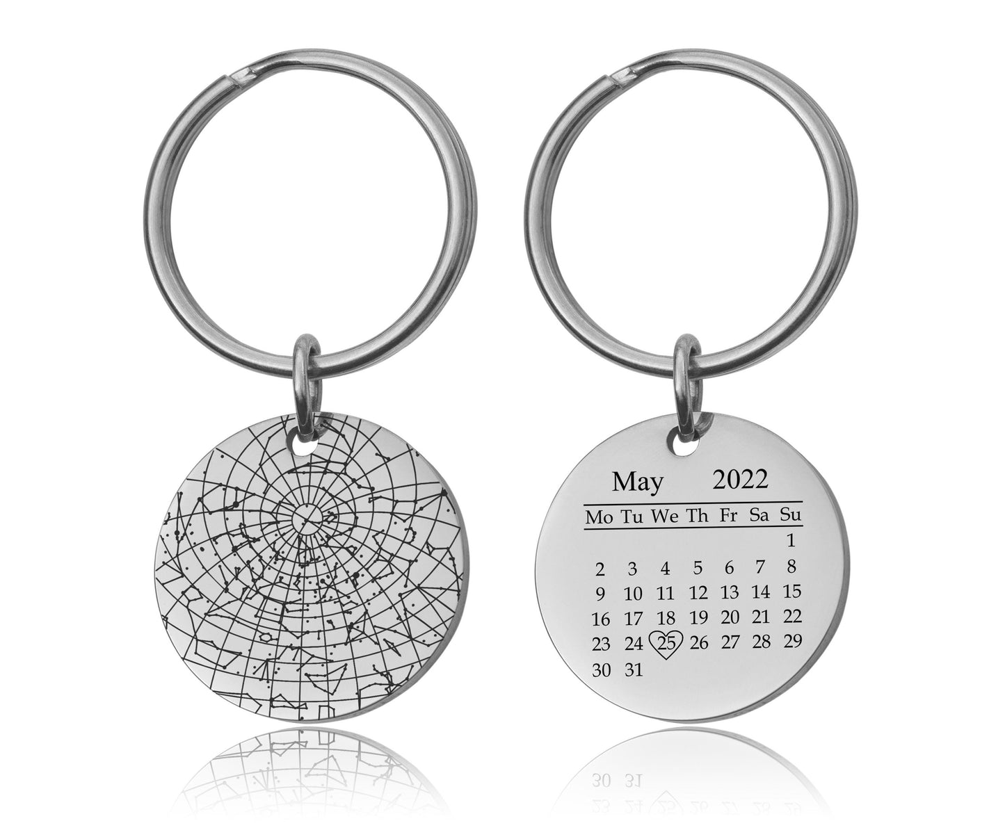 Unique Star Map By Date Keychain With Calendar, Night Sky Keyring, Personalized Star Chart Anniversary Gift For Him Men Boyfriend, C.2