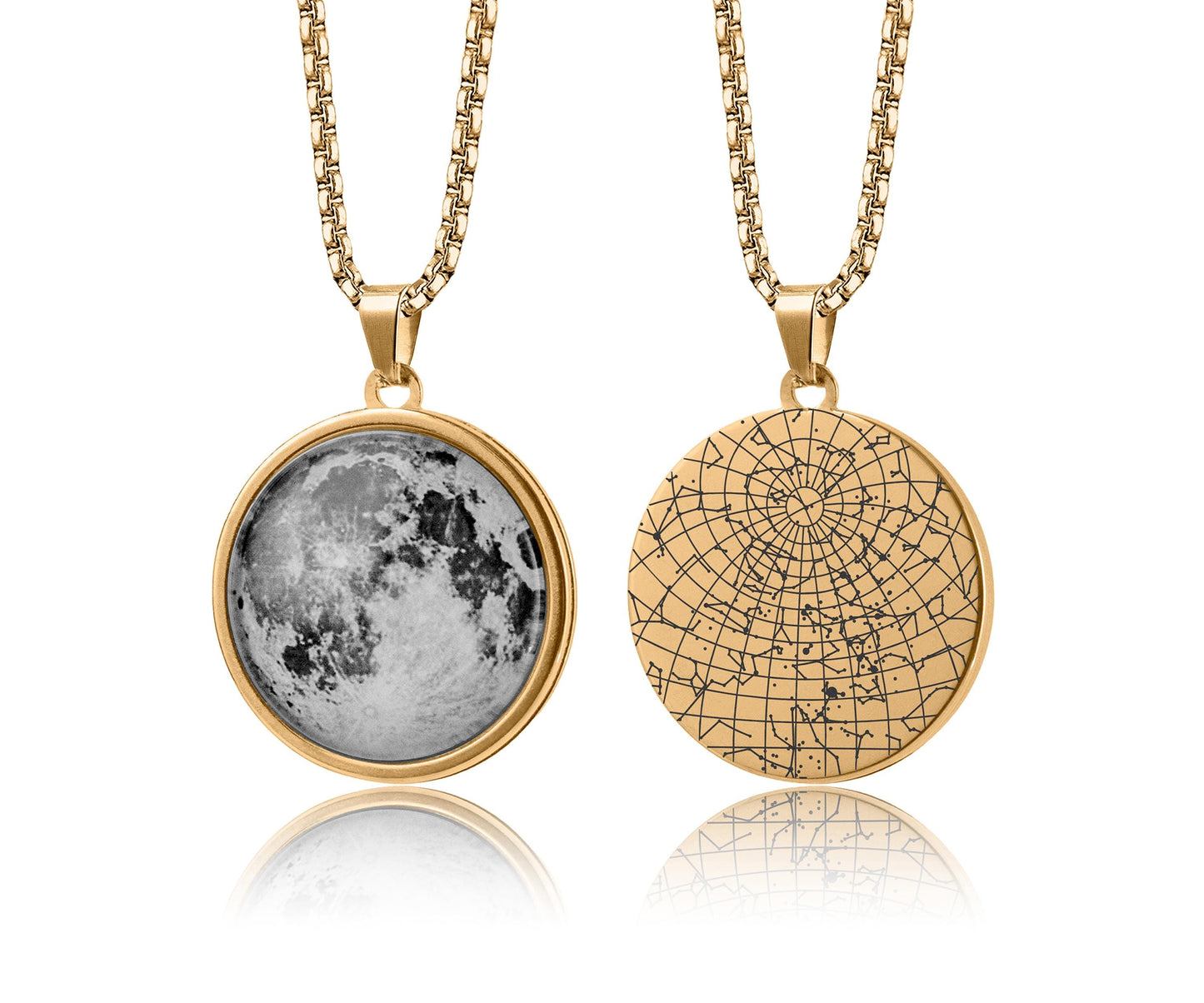 Personalized Moon Phase And Star Map By Date Necklace For Women, Custom Anniversary Gift For Her, Star Chart Girlfriend Birthday Gift, RP.1