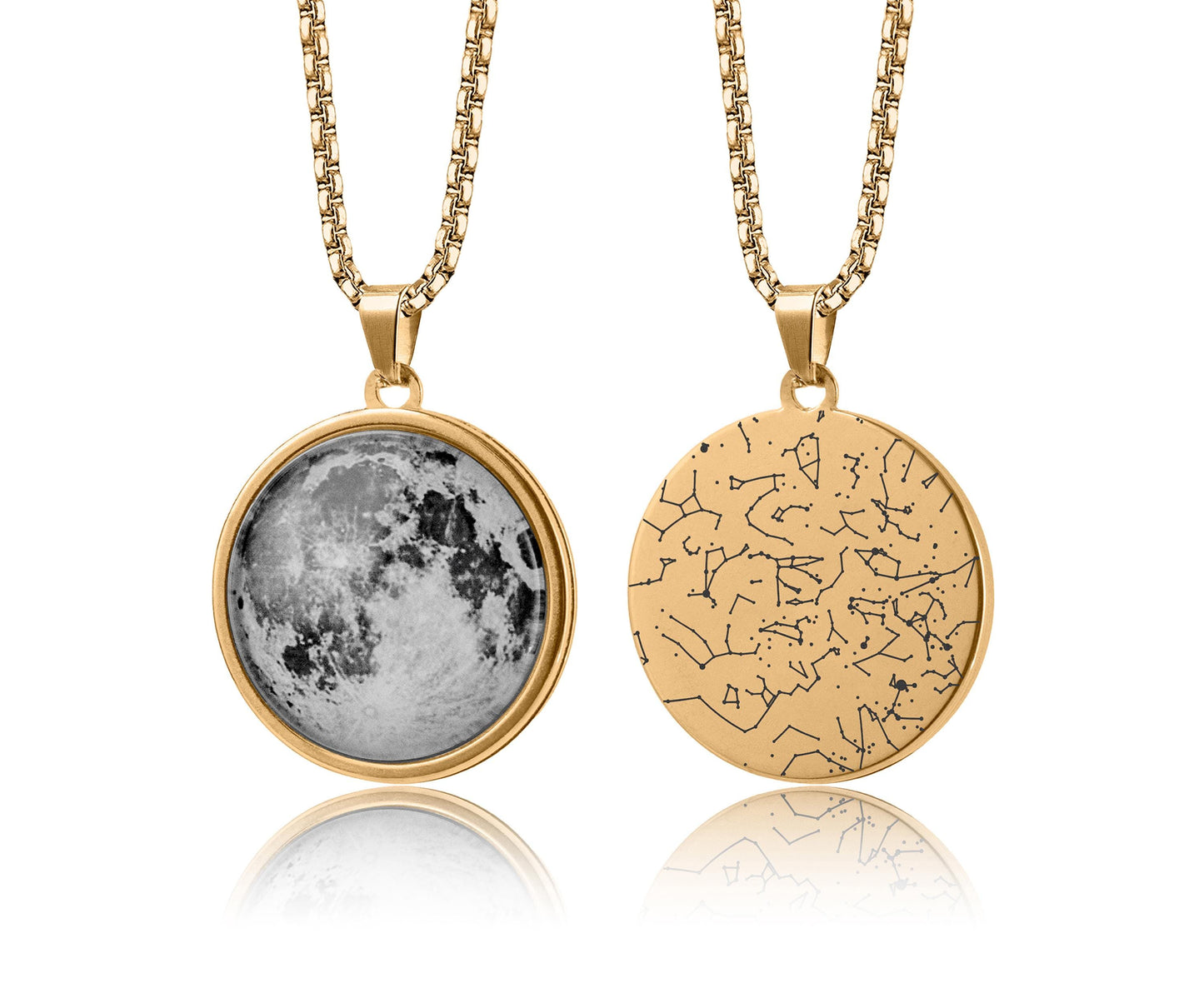 Custom Moon Phase And Star Map By Date Necklace For Him, Personalized Night Sky, Anniversary Gift For Men, Birthday Gift For Boyfriend, RP.1
