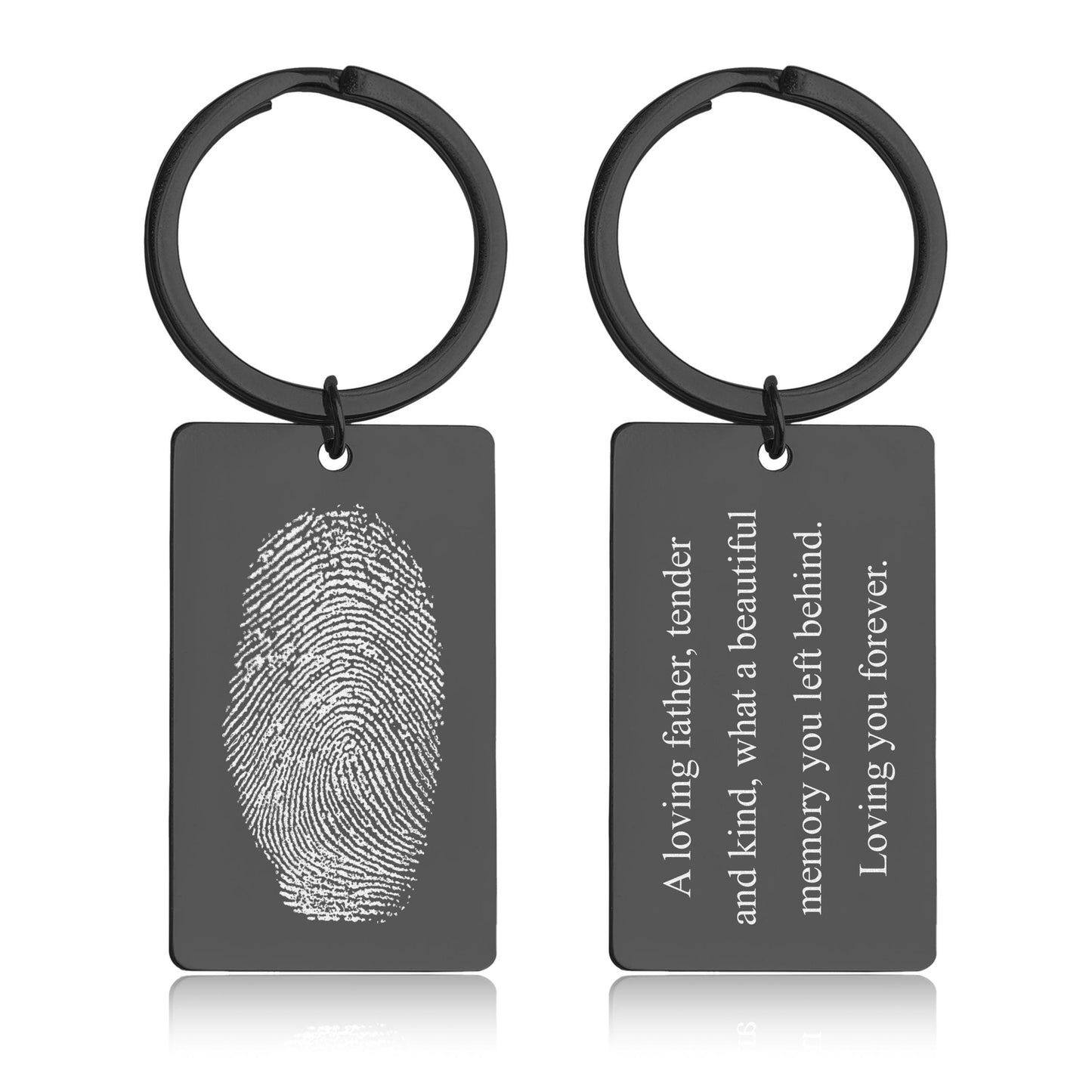 Memorial Keychain with Actual Fingerprint, Custom Grief Gift, Big Size Keyring, Loss of Father, Loss of Mother, Personalized Keepsake, C.2