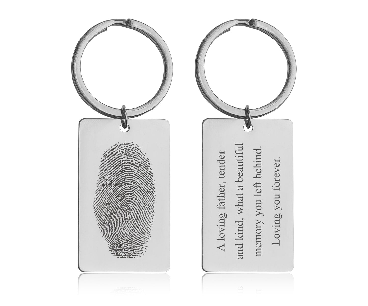 Memorial Keychain with Actual Fingerprint, Custom Grief Gift, Big Size Keyring, Loss of Father, Loss of Mother, Personalized Keepsake, C.2