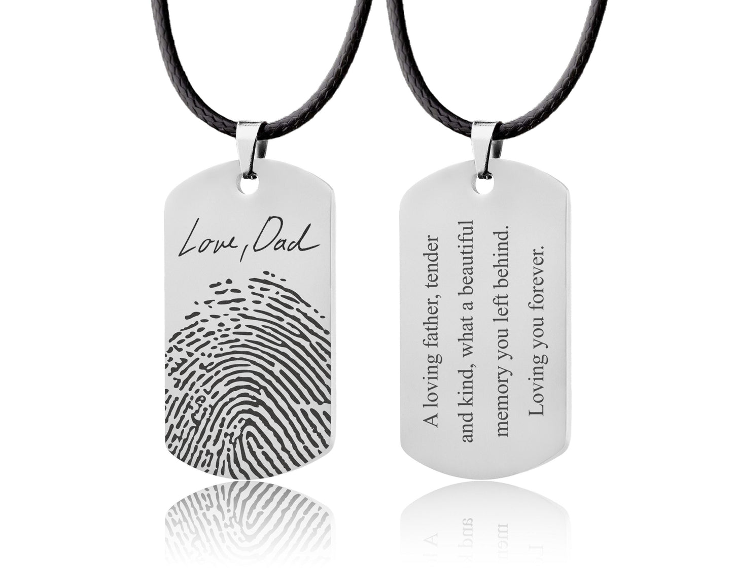Actual Fingerprint Necklace For Him, Memorial Gift For Men, Loss Of Father, Son, Grief Gift, Custom Engraved Personalized Keepsake, C.2