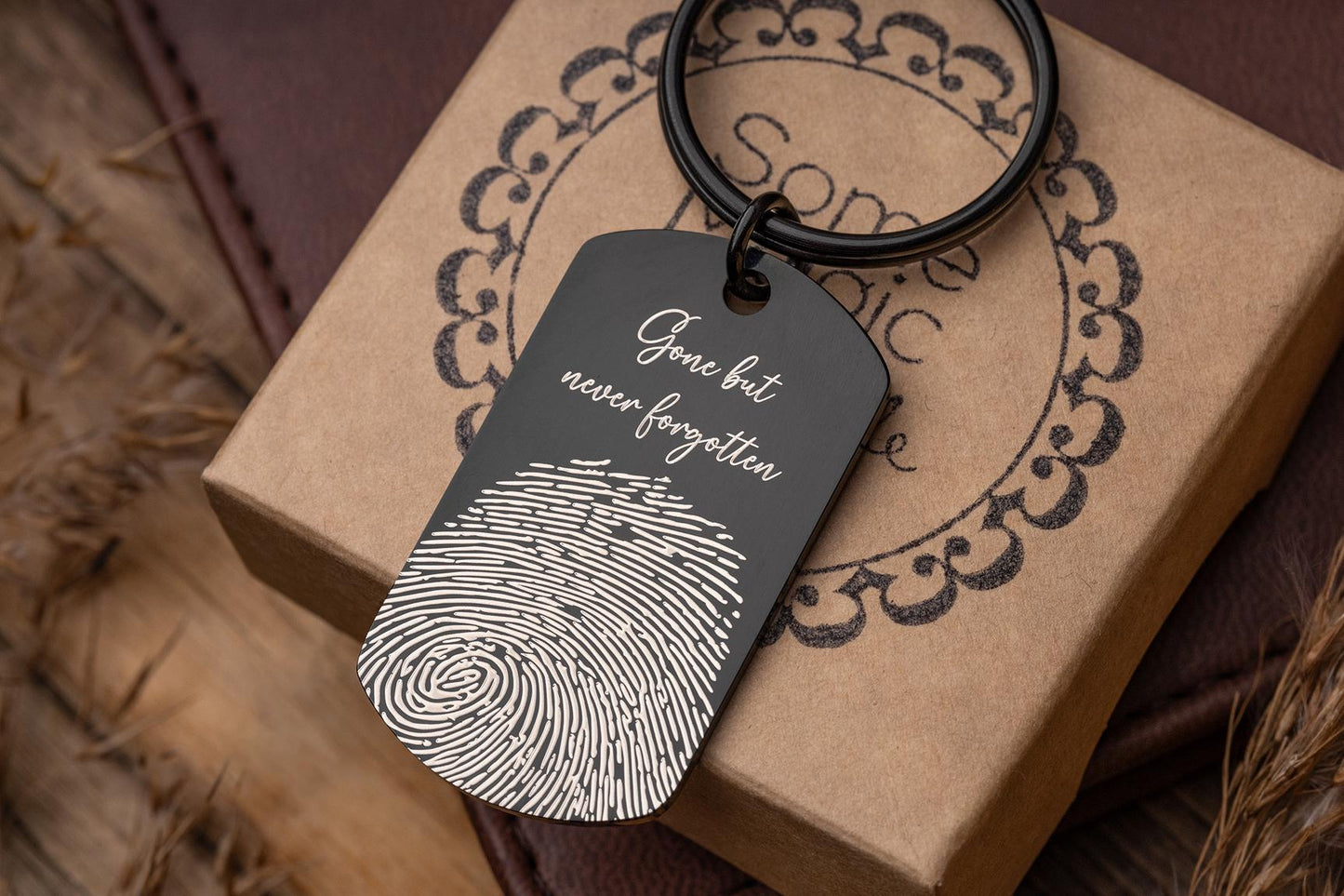 Actual Fingerprint Keychain With Handwriting, Loss Of Father, Son, Grief Gift, Engraved Custom Memorial Gift, Personalized Keepsake, C.2