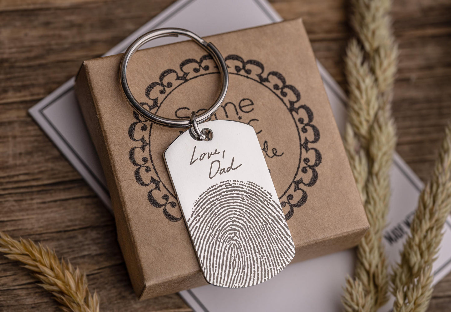 Actual Fingerprint Keychain With Handwriting, Loss Of Father, Son, Grief Gift, Engraved Custom Memorial Gift, Personalized Keepsake, C.2