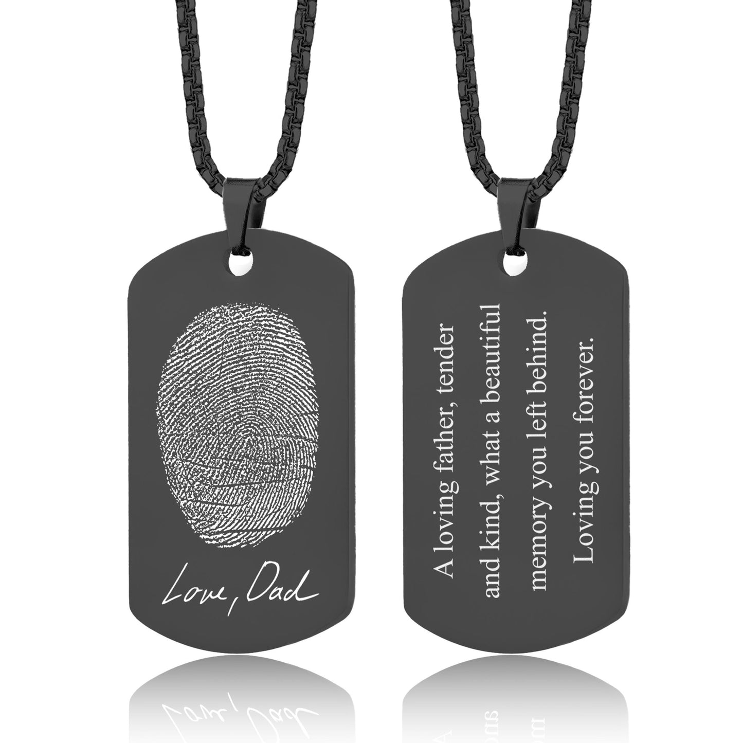 Memorial Necklace with Fingerprint and Handwriting, Personalized Keepsake for Men, Loss of Dad, Son, Pendant for Him, Custom Grief Gift, C.2