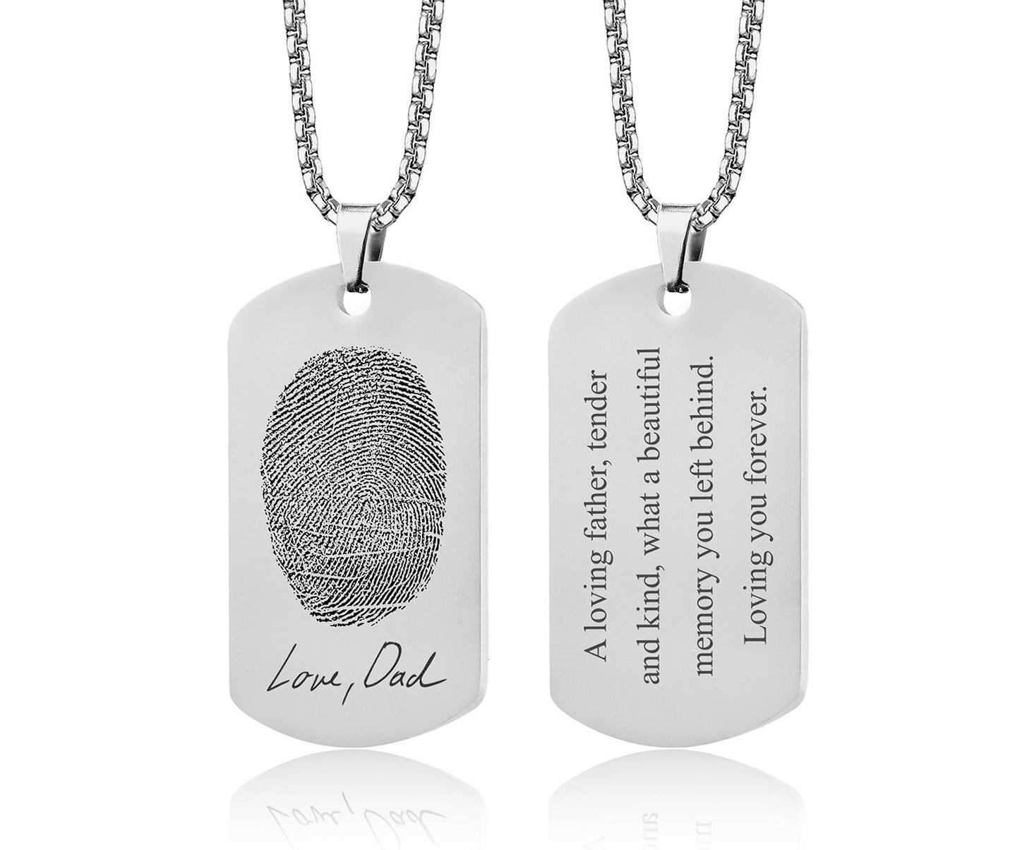 Memorial Necklace with Fingerprint and Handwriting, Personalized Keepsake for Men, Loss of Dad, Son, Pendant for Him, Custom Grief Gift, C.2