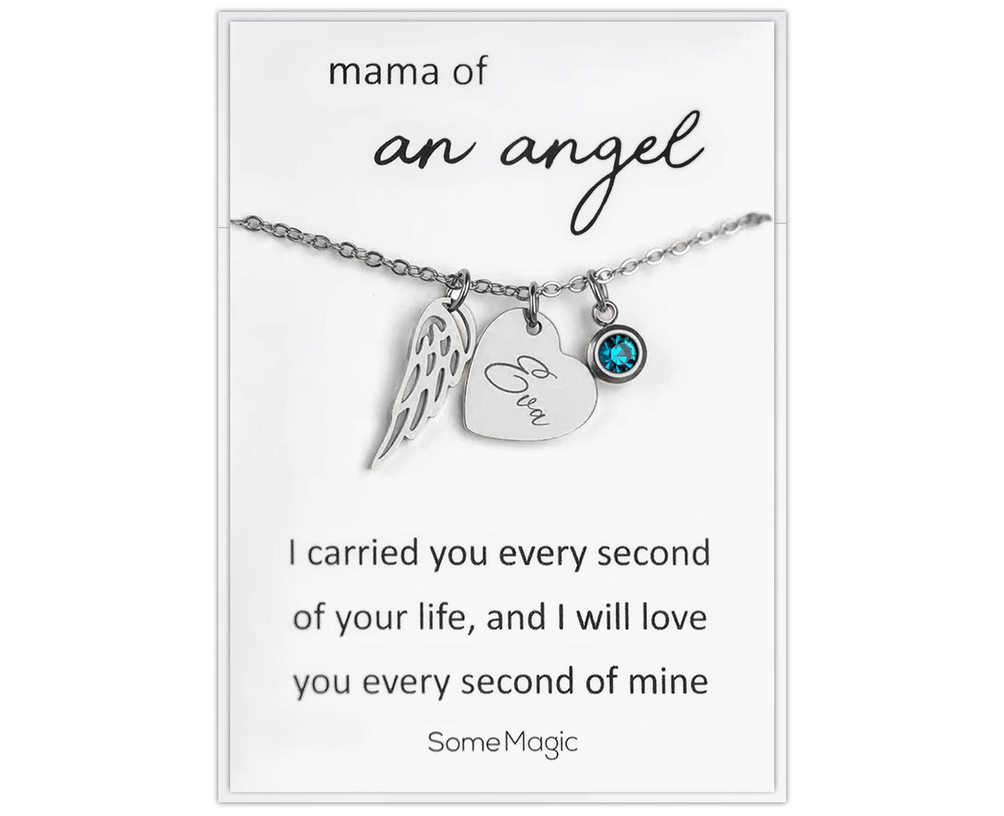 Baby Loss Sympathy Gift, Memorial Child Loss Necklace, Stillborn Remembrance Jewelry, Miscarriage Keepsake, Angel Wing and Birthstone, KP.5
