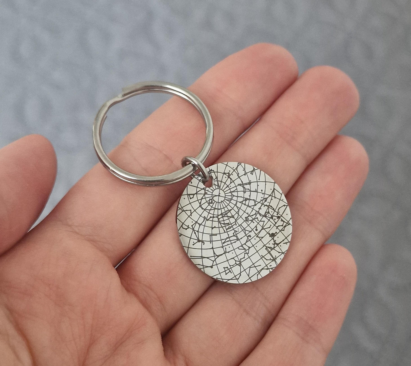 Unique Star Map By Date Keychain With Calendar, Night Sky Keyring, Personalized Star Chart Anniversary Gift For Him Men Boyfriend, C.2