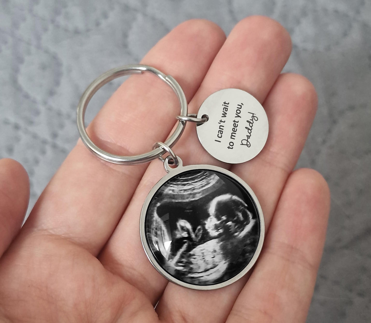Personalized Ultrasound Keychain For First Time Daddy To Be, Baby Scan Sonogram Picture Photo Keyring, Pregnancy Father To Be Gift, C.1