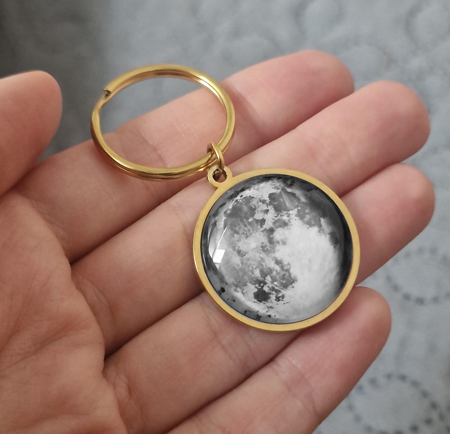 Custom Birth Moon Phase By Date Keychain With Calendar On The Back Side, Personalized Anniversary Gift For Her, Birthday Gift For Women, C.1