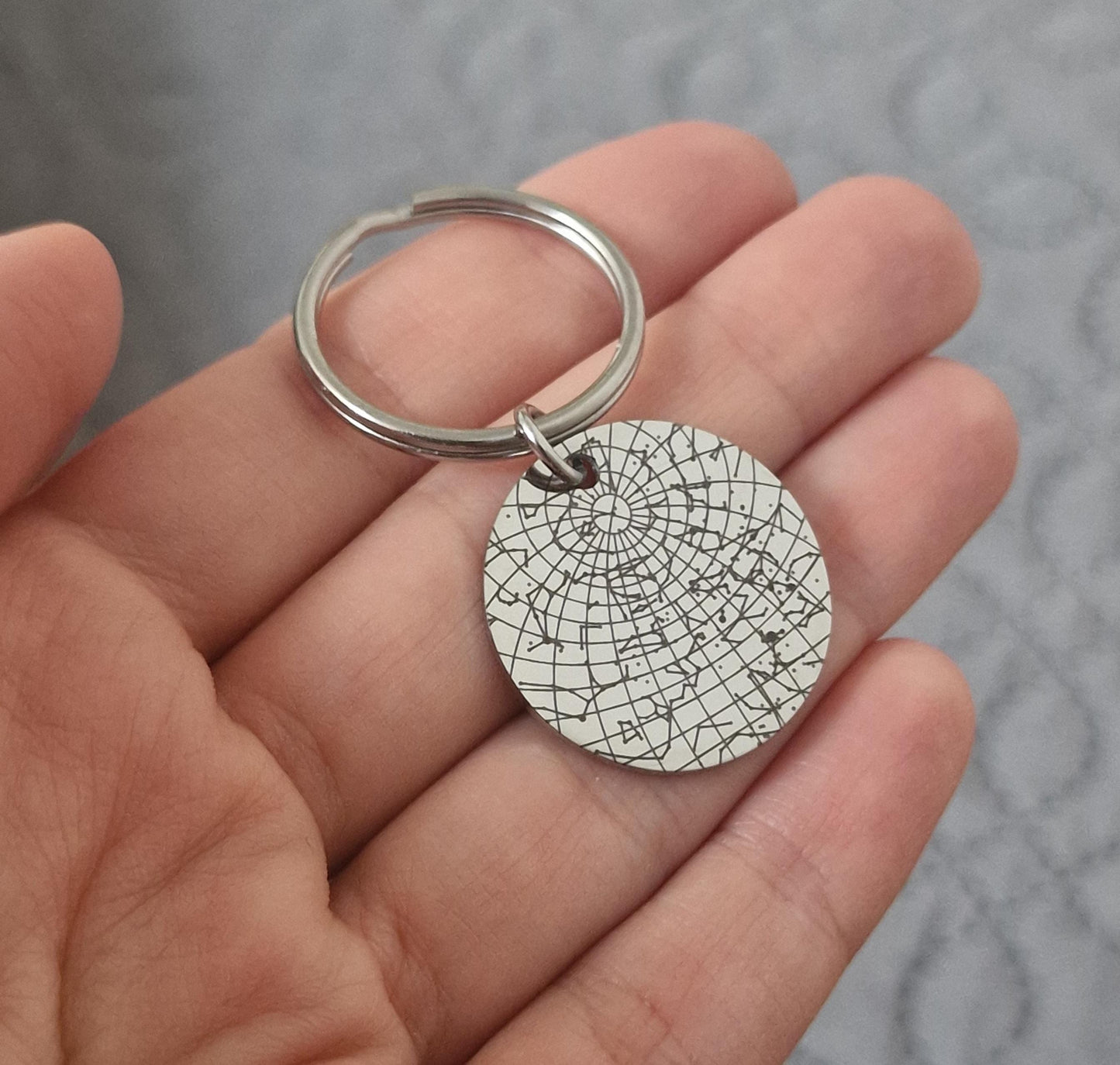 Unique Star Map By Date Keychain, Custom Engraved Night Sky Keyring, Personalized Star Chart Anniversary Birthday Gift For Him Men, RP.2