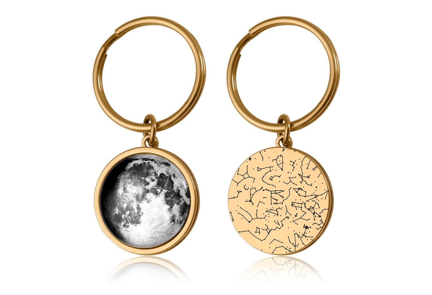 Star Map And Moon Phase By Date Keychain, Double Sided Keyring, Custom Birth Moon Phase, Personalized Anniversary Birthday Gift For Men RP.1