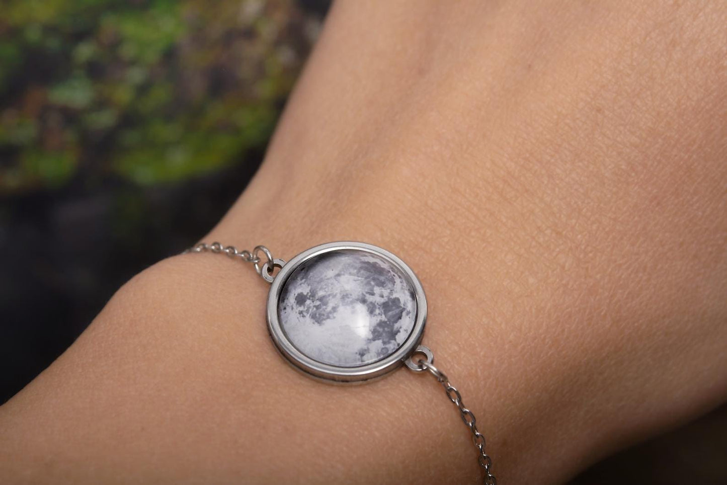 Custom Moon Phase Bracelet with Engraving on Back, Initial + Date or Unique Star Map, Personalized Birthday or Anniversary Gift for Her AP.1