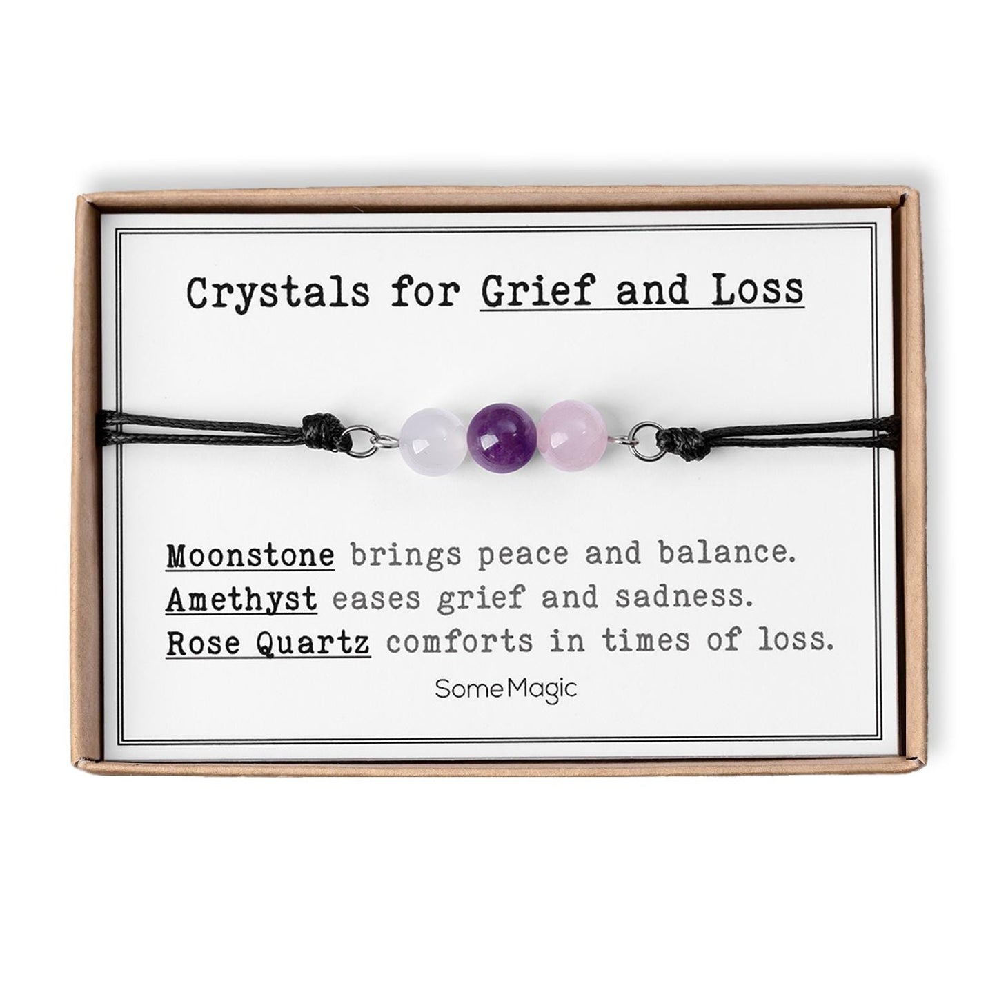 Grief and Loss Bracelet - Adjustable Cord Jewelry with Natural Gemstones, Sympathy Gift for Loss of Loved One, Memorial Remembrance Gift CGM