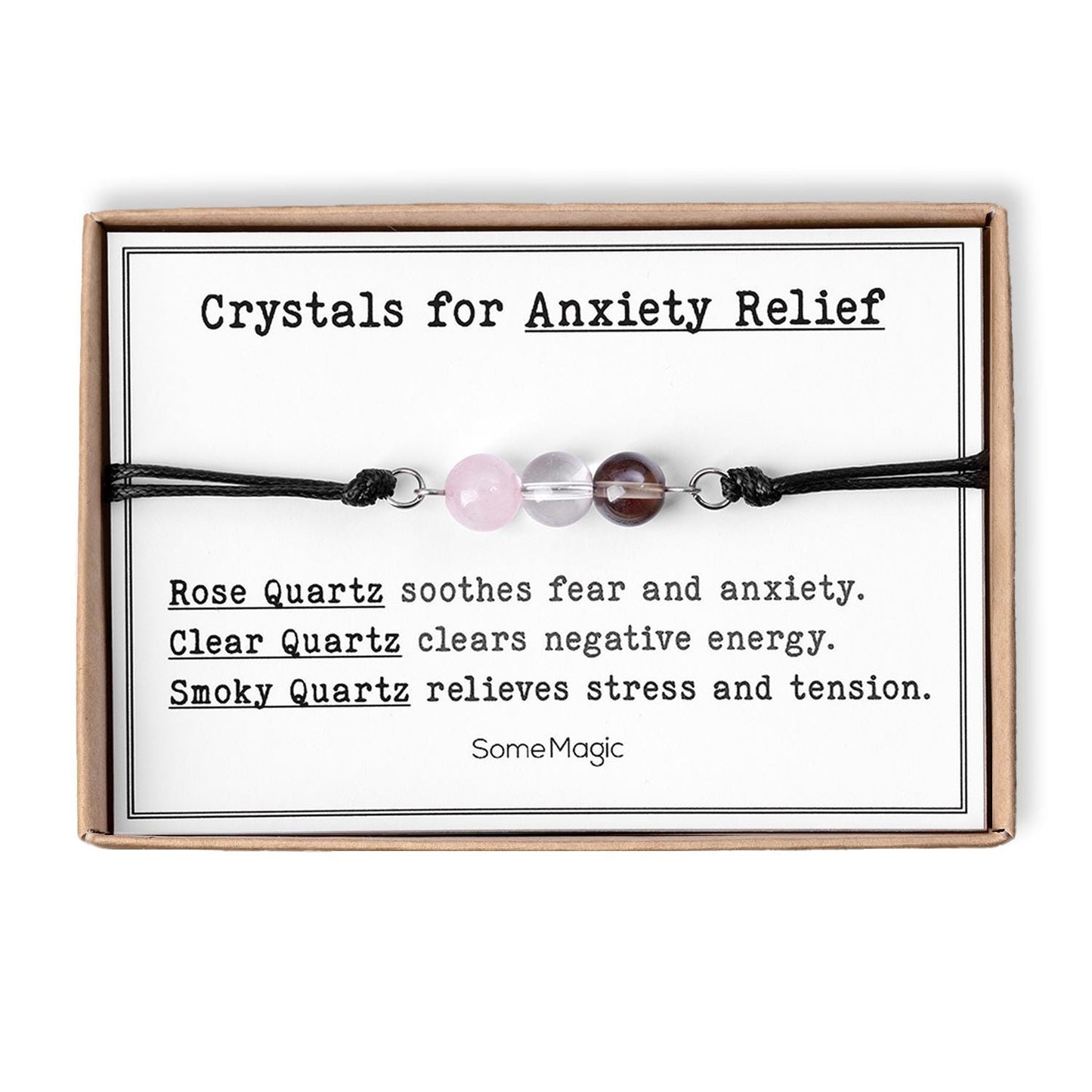 Anxiety Relief Bracelet - Adjustable Cord Jewelry with Natural Gemstones, Calming & Stress Relief Gift, Mindfulness or Support Bracelet CGM