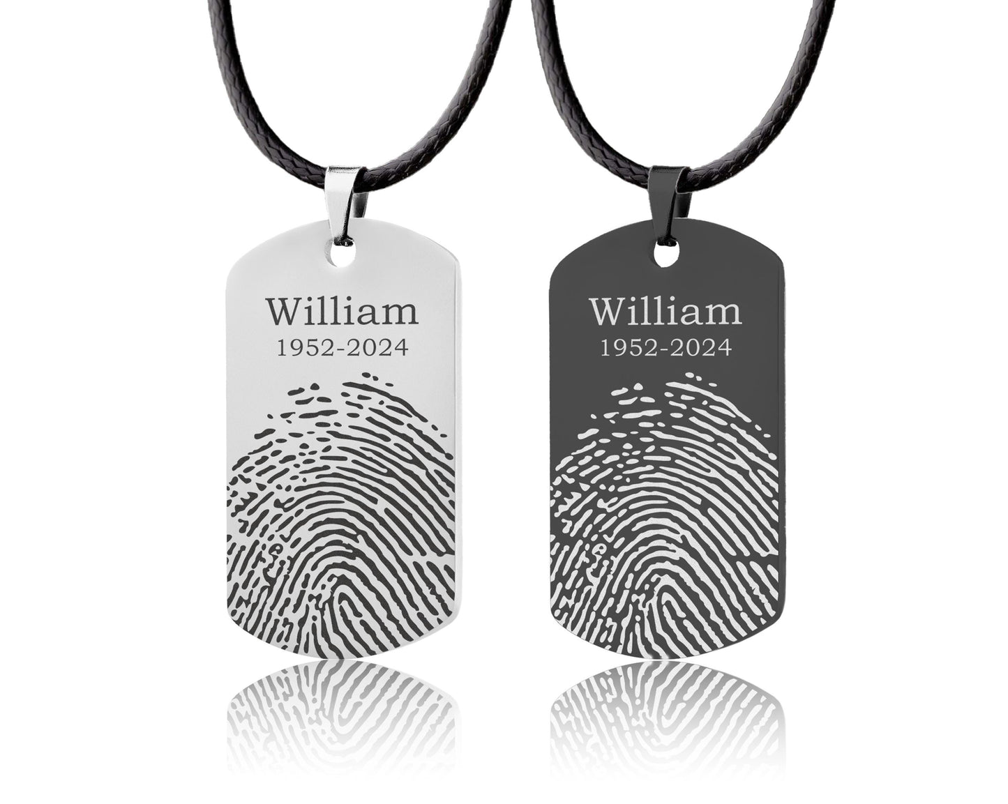 Actual Fingerprint Necklace For Him, Memorial Gift For Men, Loss Of Father, Son, Grief Gift, Custom Engraved Personalized Keepsake, C.2