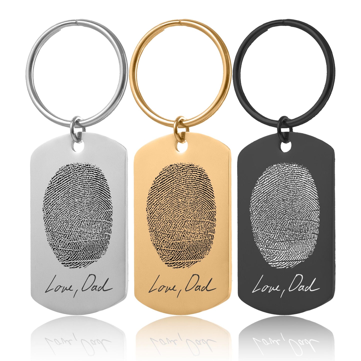 Memorial Fingerprint Keychain With Handwriting, Loss Of Father Dad Son Keepsake, Custom Sympathy Grief Gift, Personalized Keyring, C.2