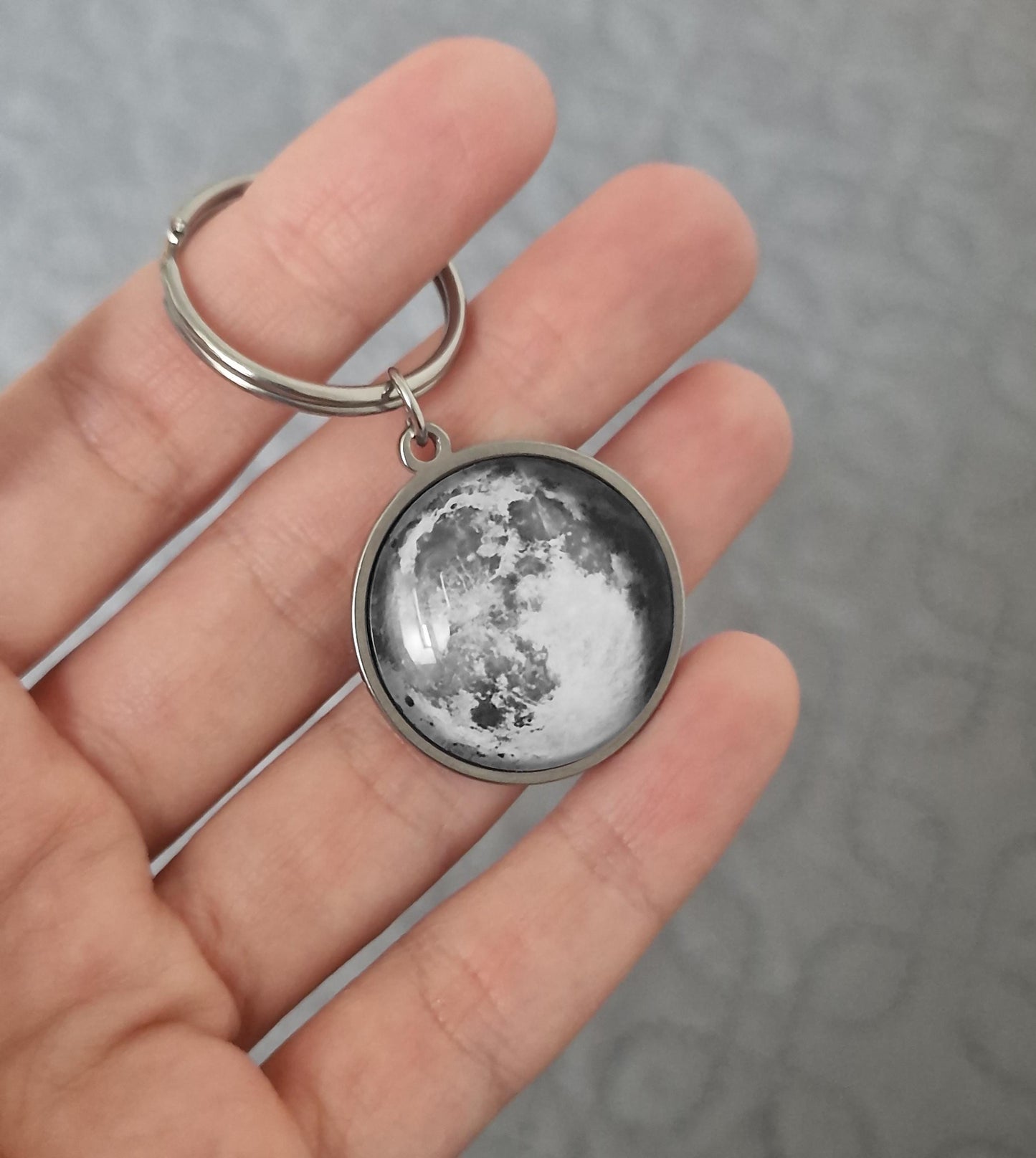Custom Birth Moon Phase By Date Keychain With Calendar On The Back Side, Personalized Anniversary Gift For Her, Birthday Gift For Women, C.1