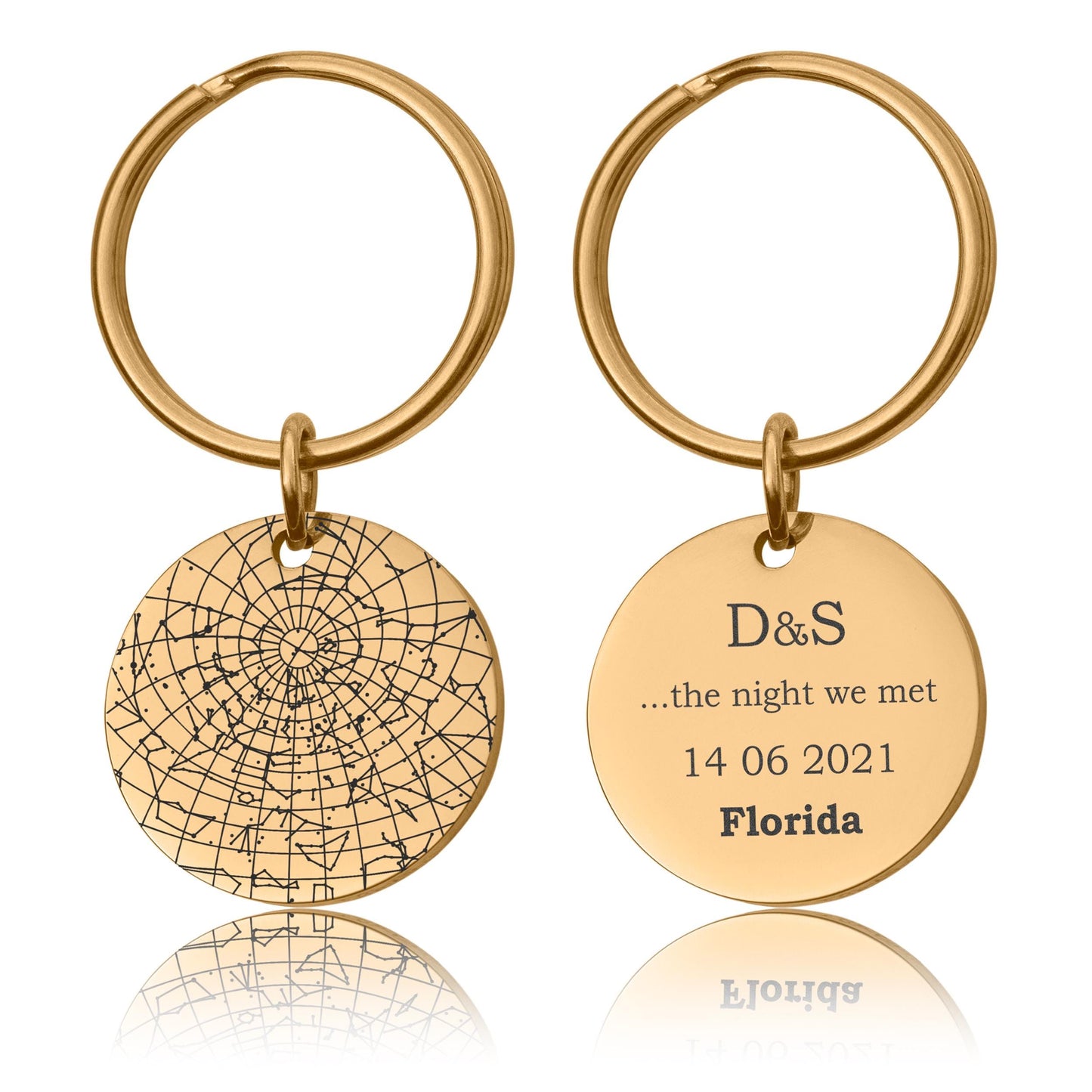 Unique Star Map By Date Keychain, Custom Engraved Night Sky Keyring, Personalized Star Chart Anniversary Birthday Gift For Him Men, RP.2