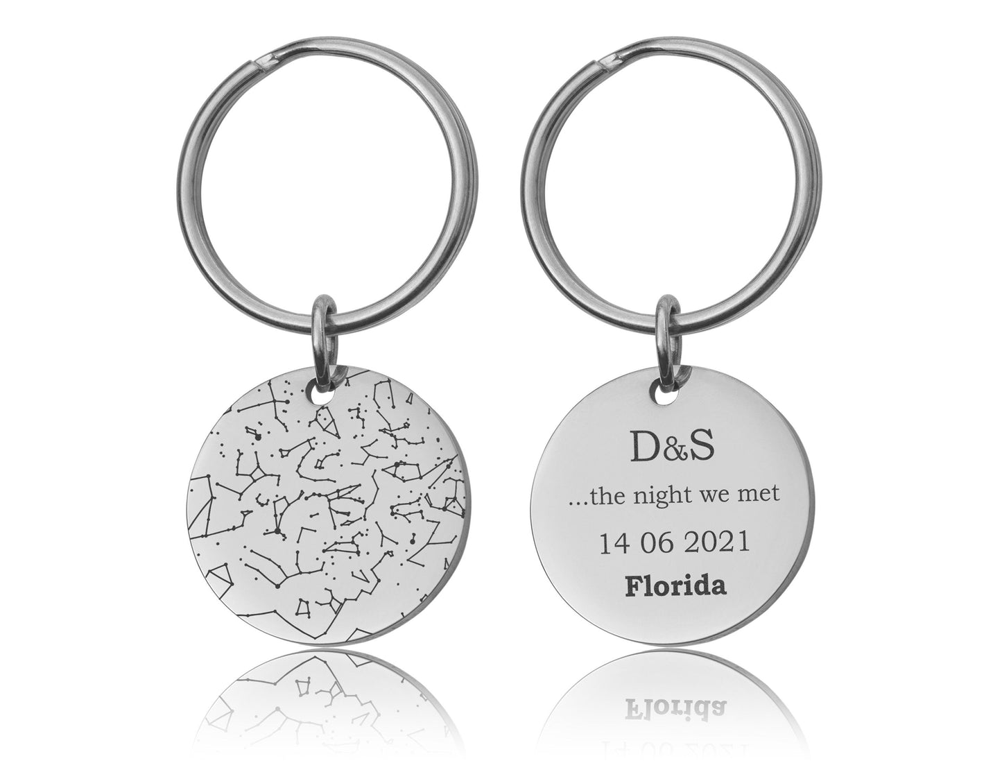 Unique Star Map By Date Keychain, Custom Engraved Night Sky Keyring, Personalized Star Chart Anniversary Birthday Gift For Him Men, RP.2