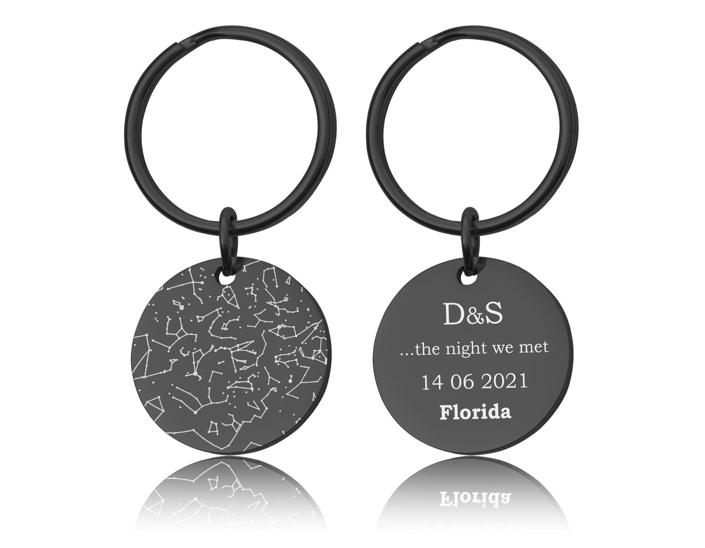 Personalized Star Map By Date Keyring, Custom Engraved Night Sky Keychain, Star Chart Anniversary Birthday Gift For Him, Men, Boyfriend RP.2