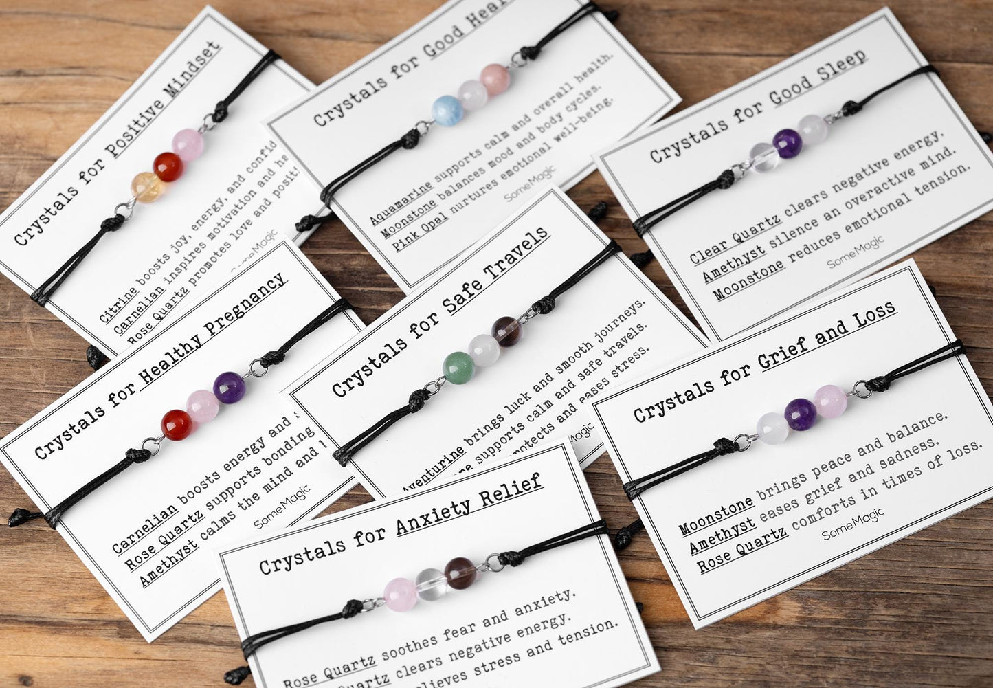 Adjustable Gemstone Bracelet - Safe Travels, Good Sleep, Healthy Pregnancy, Grief & Loss, Anxiety Relief, Positive Mindset, Good Health CGM