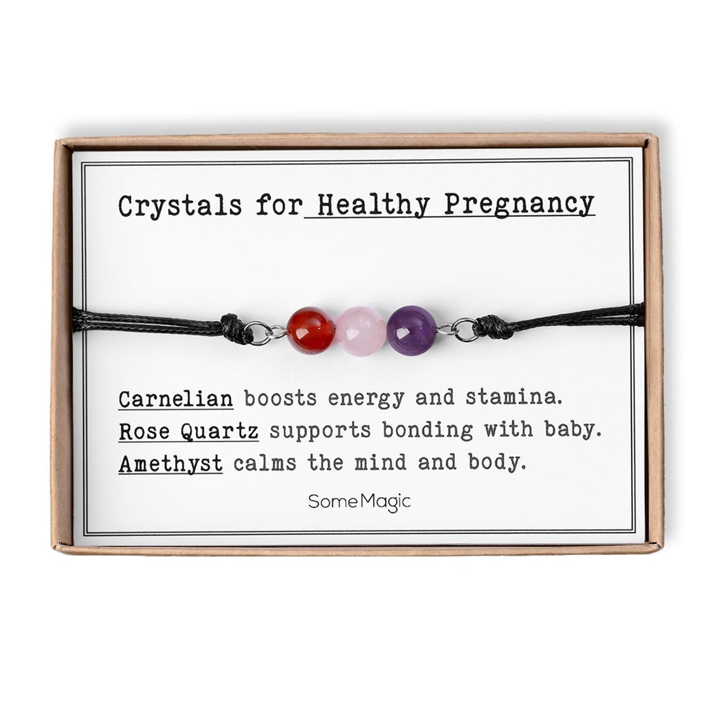 Healthy Pregnancy Bracelet Natural Gemstone Jewelry, Adjustable Cord Bracelet, Gift for Mom to Be, Baby Shower or Maternity Gift, CGM