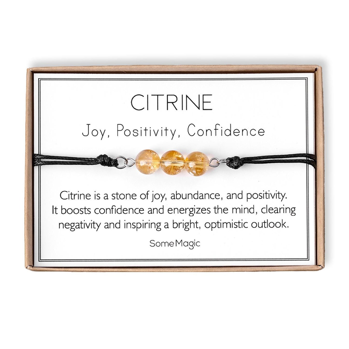 Citrine Cord Bracelet - Adjustable Yellow Crystal Jewelry for Joy, Confidence and Abundance - Healing Gemstone Gift for Her or Him, MGM