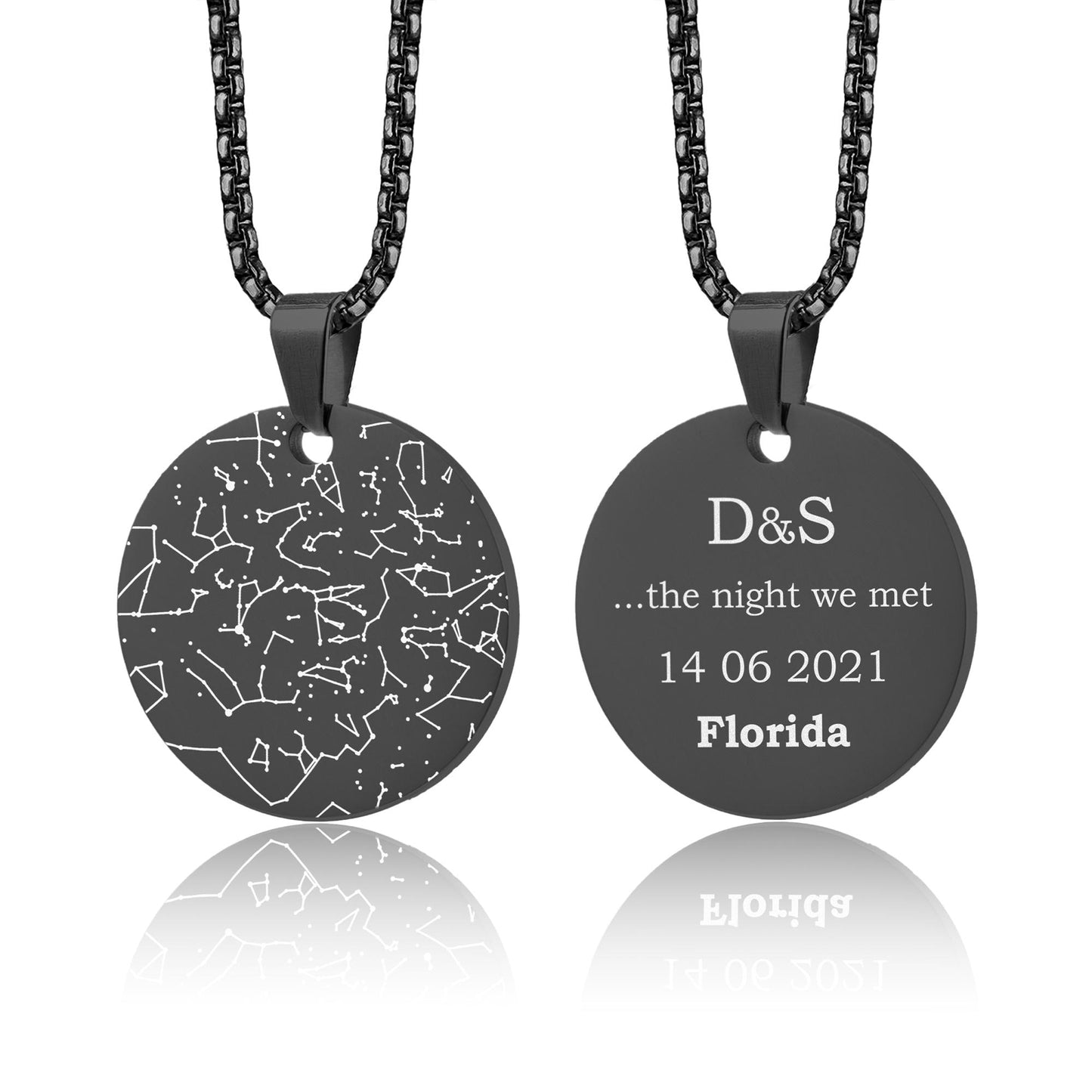 Custom Star Map By Date Necklace, Engraved Star Chart Jewelry, Personalized Night Sky Pendant, Anniversary Gift For Men, Birthday Gift, RP.2