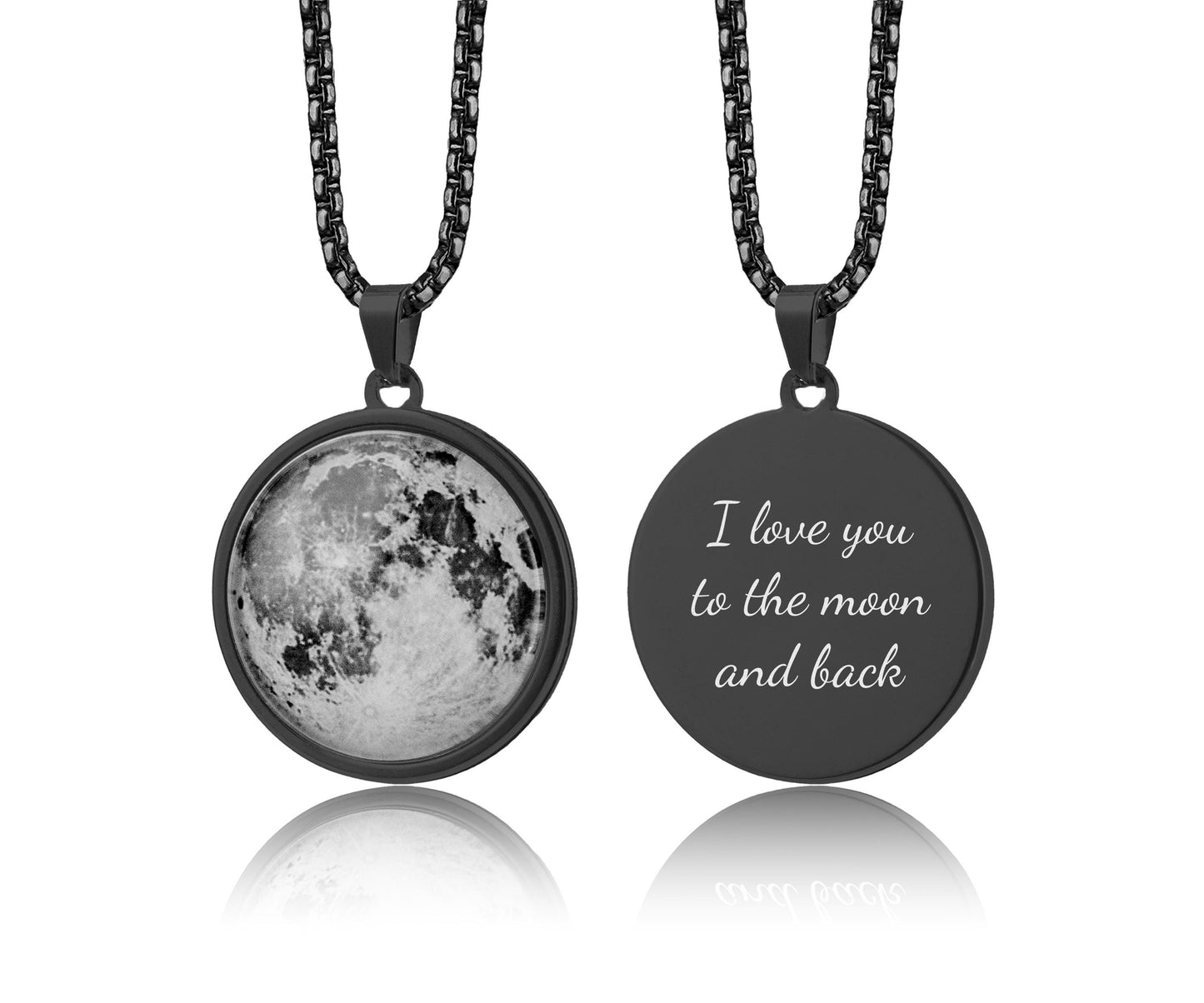 Choose Your Moon Phase Necklace With Custom Text on Back Side, Celestial Birthday Gift For Men, Personalized Anniversary Gift For Him, RP.1