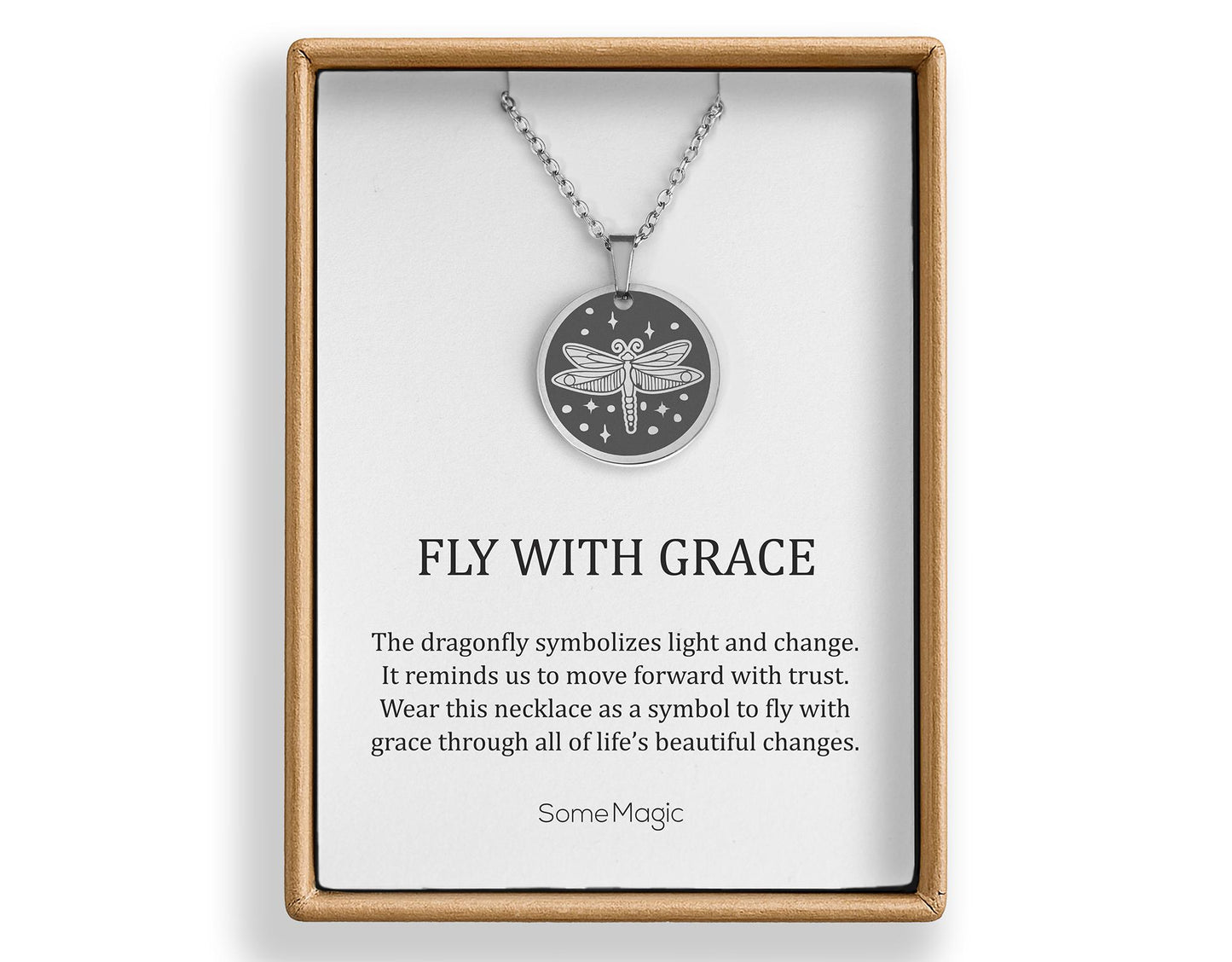 Dragonfly Necklace, Gift for Daughter from Mom or Dad, Ready to Gift Inspiring and Motivating Birthday Jewelry for a Girl, Fly With Grace
