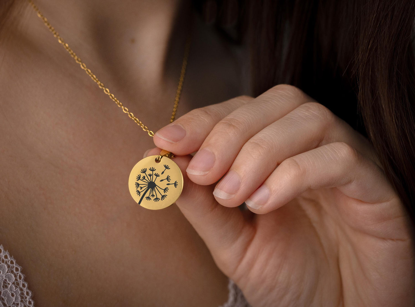 Set of Three Dandelion Necklaces for Mother and Two Daughters with Gift Card: The Love Between Mother and her Daughters is Forever, C.102