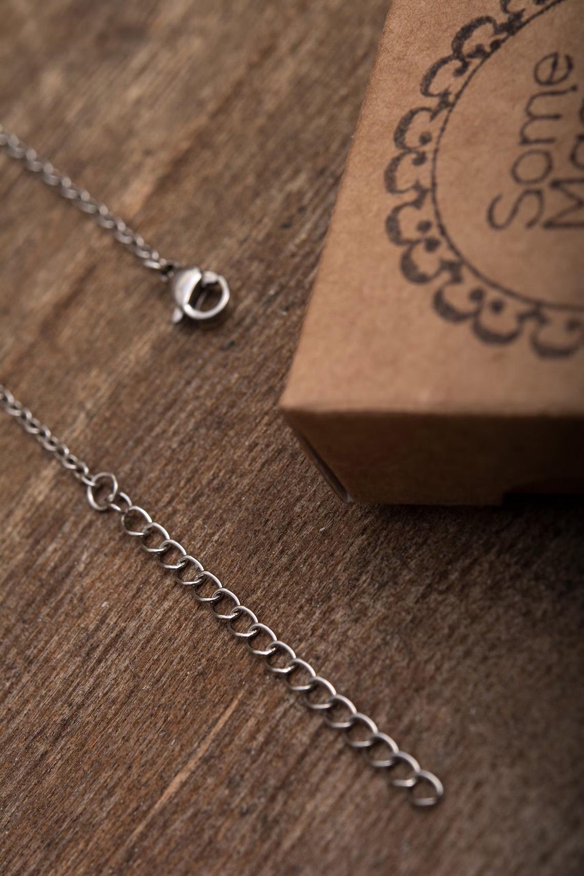 All Phases of the Moon Cycle Necklace with Custom Engraving on Vertical Bar 3D Charm for Celestial Jewelry Layering, Silver Gold Black, KP.2