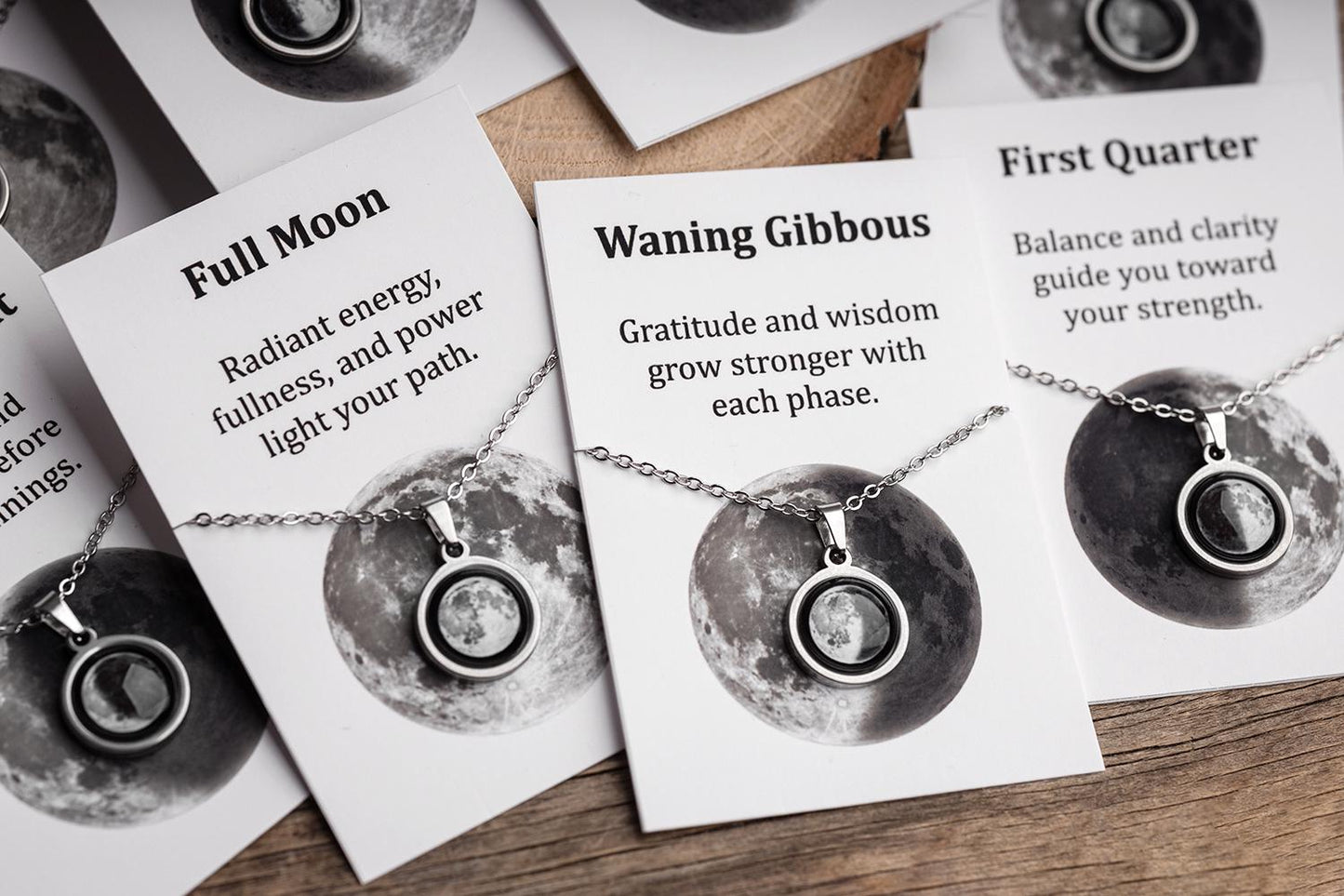 Waxing Crescent or Any Moon Phase Necklace - Personalized Lunar Pendant with Custom Engraving and Adjustable Chain - Birthday Gift for Her