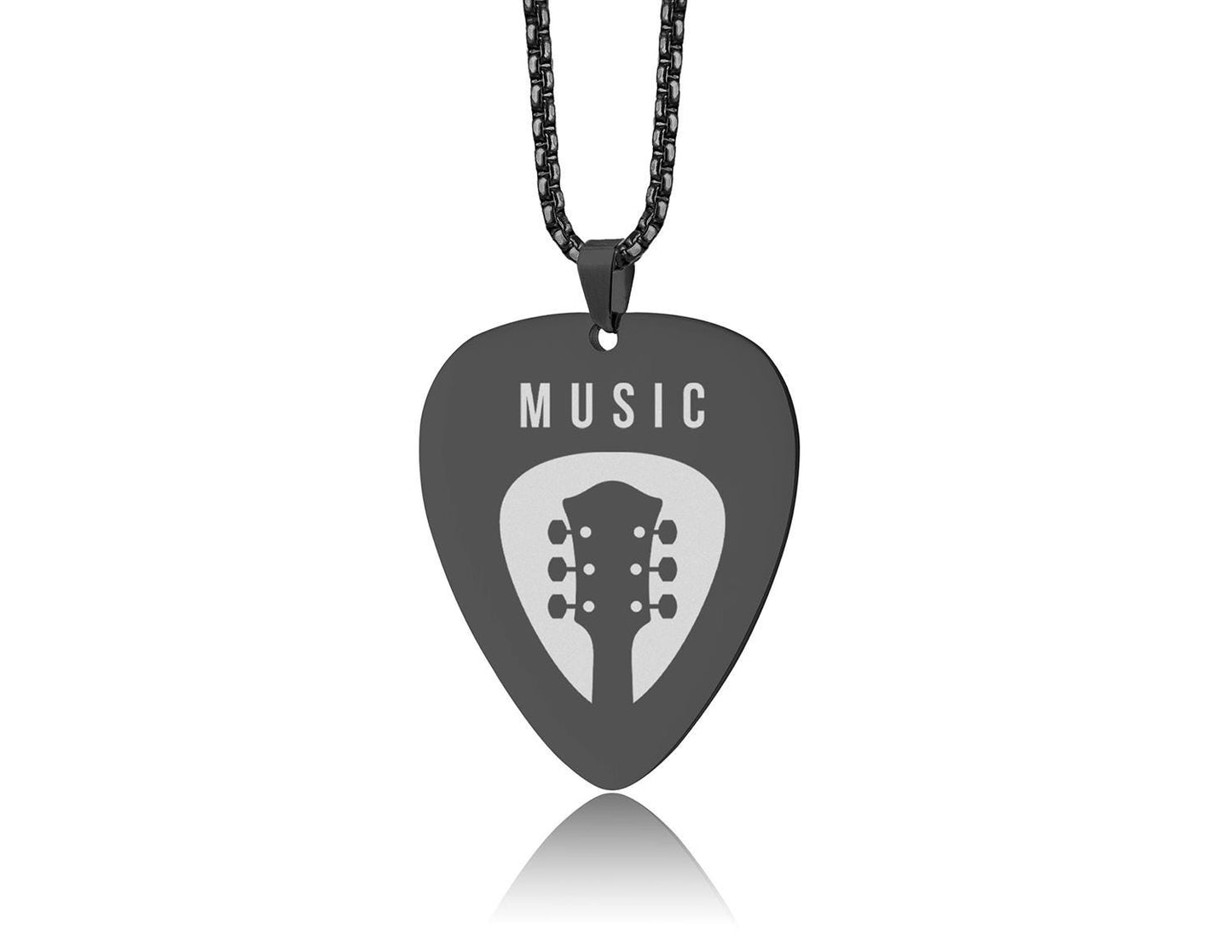 Custom Logo Guitar Pick Necklace - Personalized Gift for Guitarist, Bandmate, Musician or Music Lover - Engraved Music Jewelry for Men, C.2