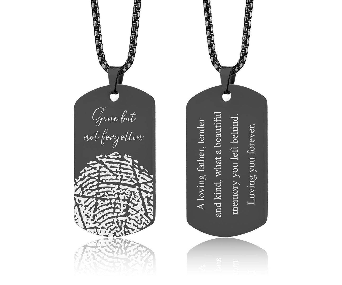 Actual Fingerprint And Handwriting Memorial Necklace For Men, Personalized Grief Gift For Him, Loss Of Father, Custom Engraved Keepsake, C.2
