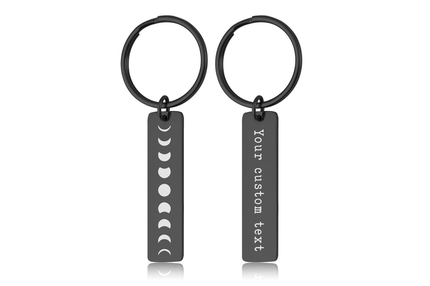 Custom Celestial Keychain with Phases of the Moon, Full Moon Cycle Keyring, Anniversary or Birthday Gift for Girlfriend or Boyfriend, C.2
