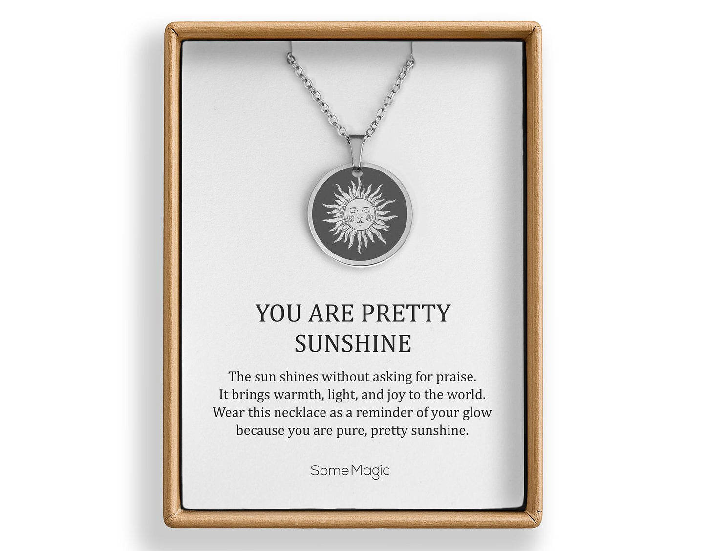 You Are Pretty Sunshine, Boho Sun Necklace, Gift for Daughter from Mom or Dad, Ready to Gift Inspiring Motivating Birthday Jewelry for Girl