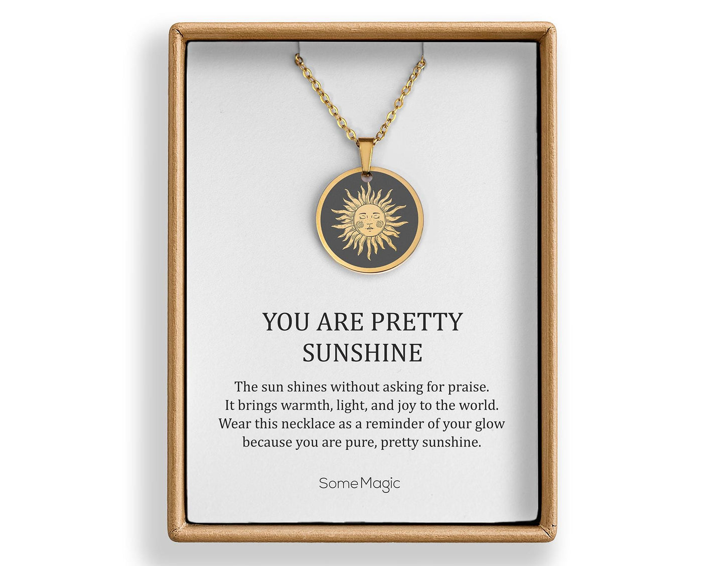 You Are Pretty Sunshine, Boho Sun Necklace, Gift for Daughter from Mom or Dad, Ready to Gift Inspiring Motivating Birthday Jewelry for Girl